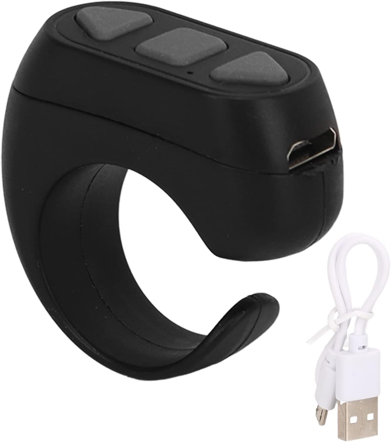 Shows the customer everything included in the package: the wearable ring device and its USB charging cable, helping set clear expectations about what they will receive.