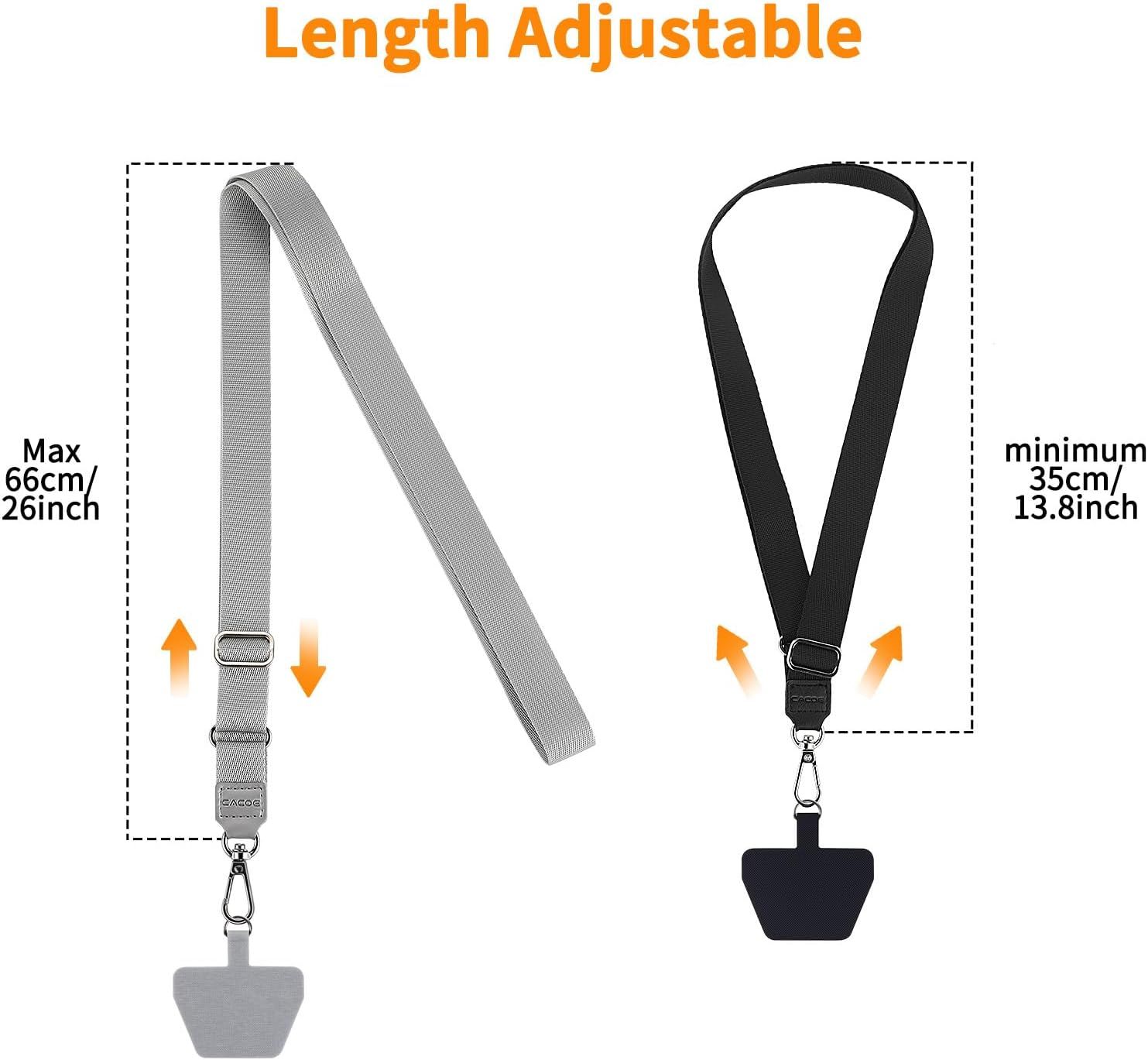 Communicates that the strap is adjustable between 35cm (minimum) and 66cm (maximum), reassuring shoppers about fit flexibility and customization. Highlights the key benefit of adjustability, showing…