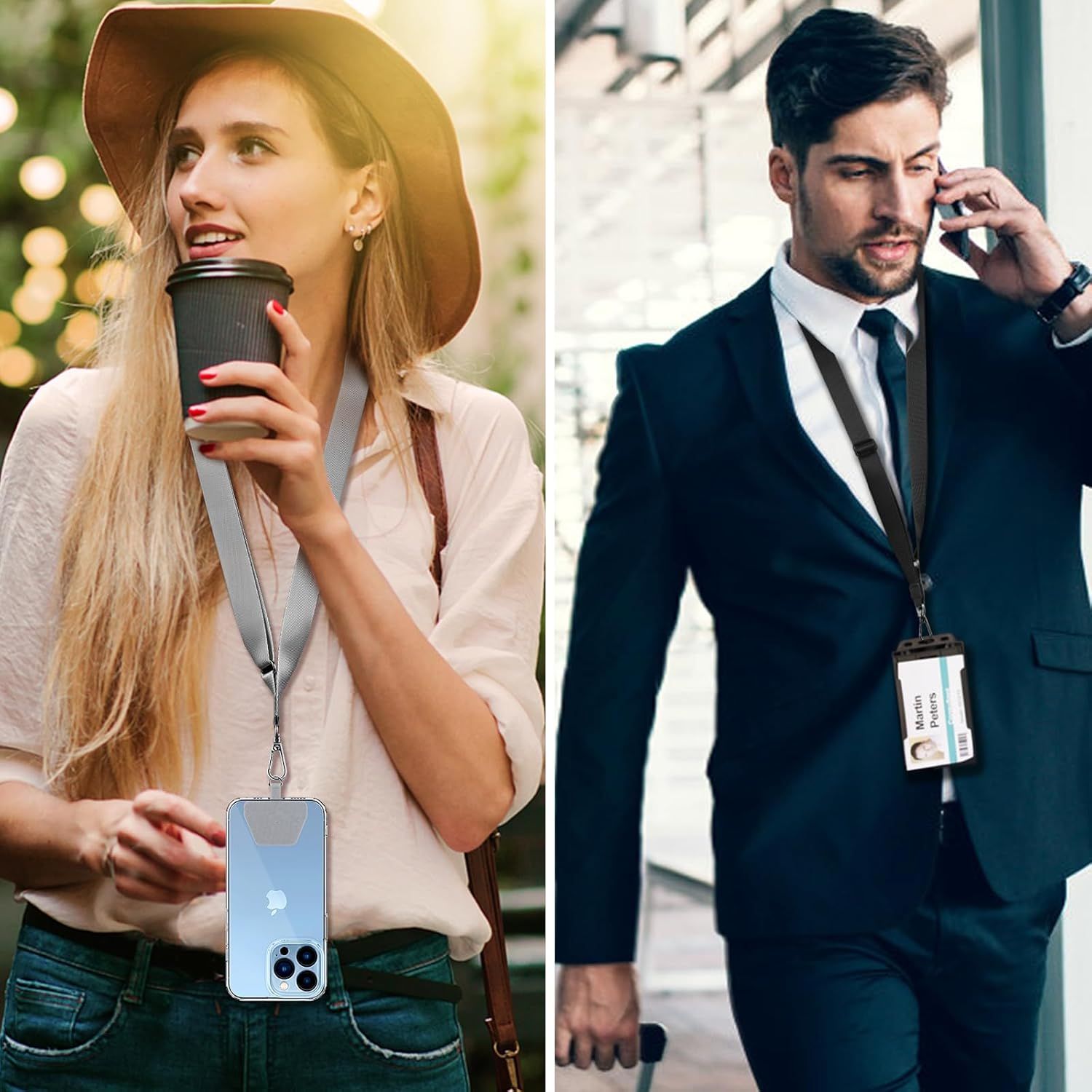 Demonstrates the product's versatility by showing it being used in two distinct real-world scenarios—casual outdoor lifestyle and professional business environment—to communicate that it works for…