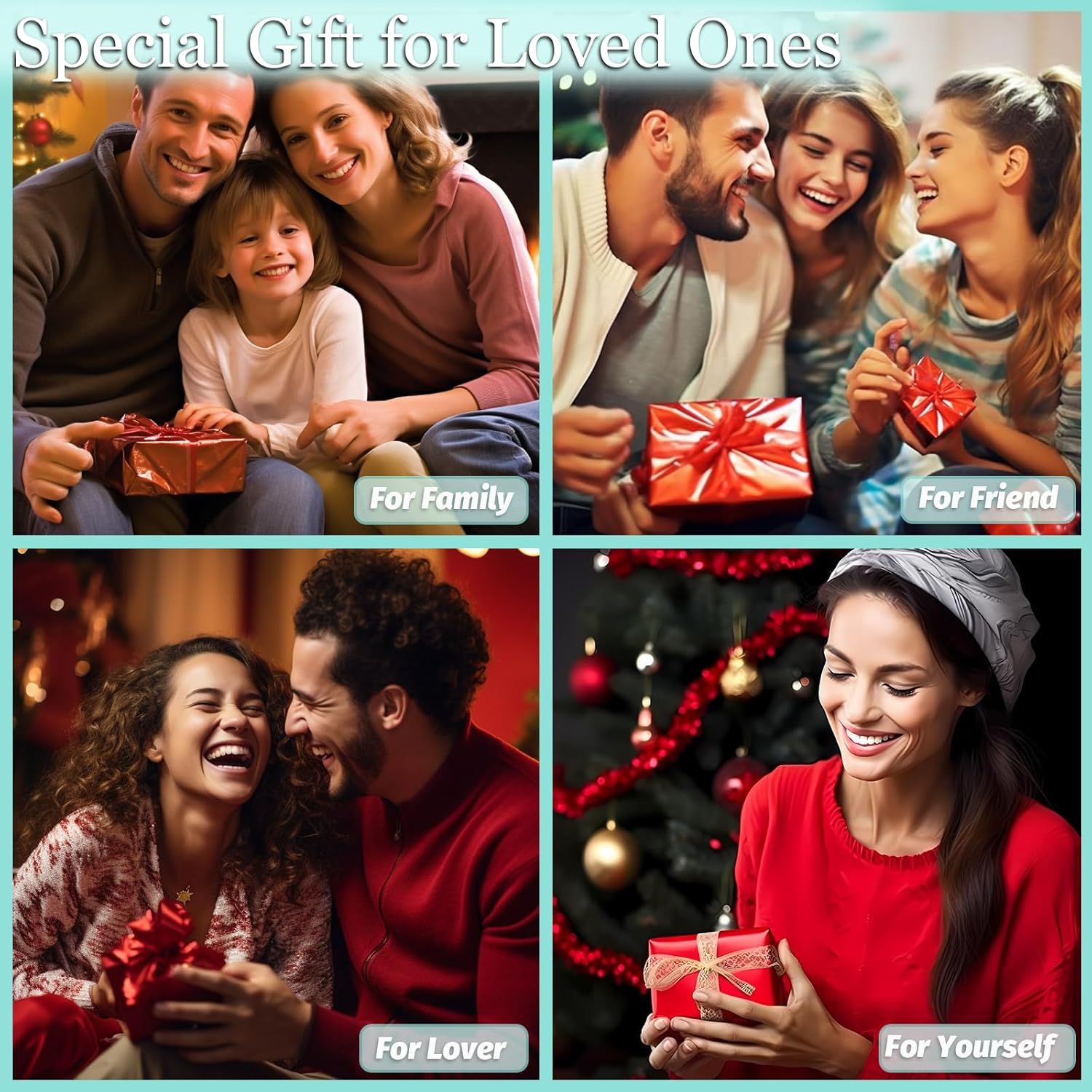 Positions the product as a perfect gift for various recipients (family, friends, lovers, yourself) during the holiday season, emphasizing its versatility and emotional appeal as a thoughtful present.