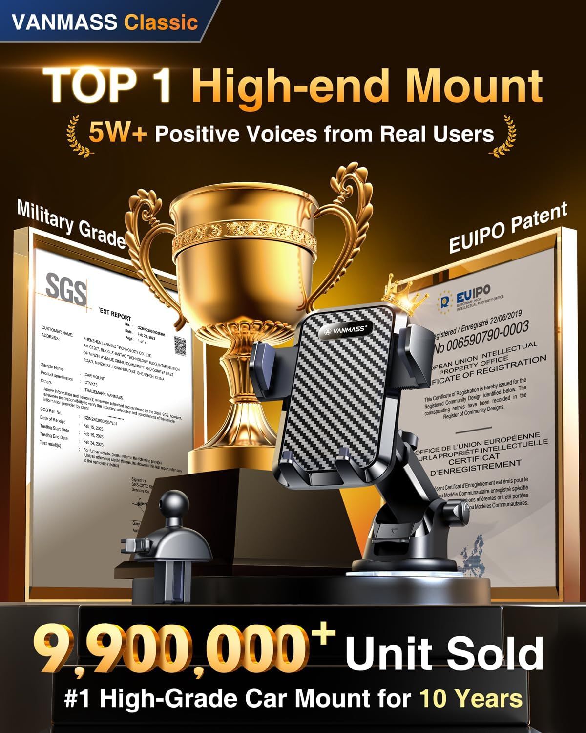 Communicates the product's market dominance and customer satisfaction through impressive sales figures and positive review counts to build trust and credibility. Highlights the product's quality…