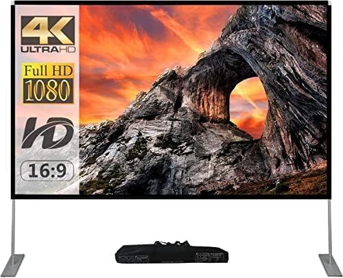 Communicates the projector screen's multiple technical specifications and video quality capabilities to reassure shoppers of its high-definition performance and versatile format support.