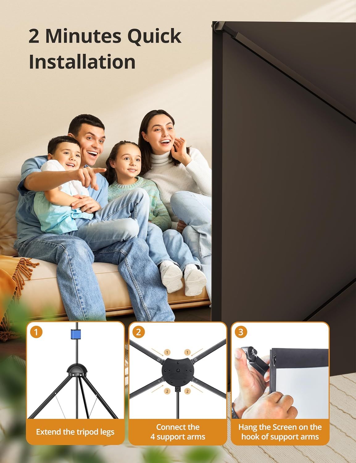 Demonstrates the simple 3-step installation process to reassure shoppers that the product can be set up quickly and easily in just 2 minutes. Highlights the product's fast and easy installation as a…