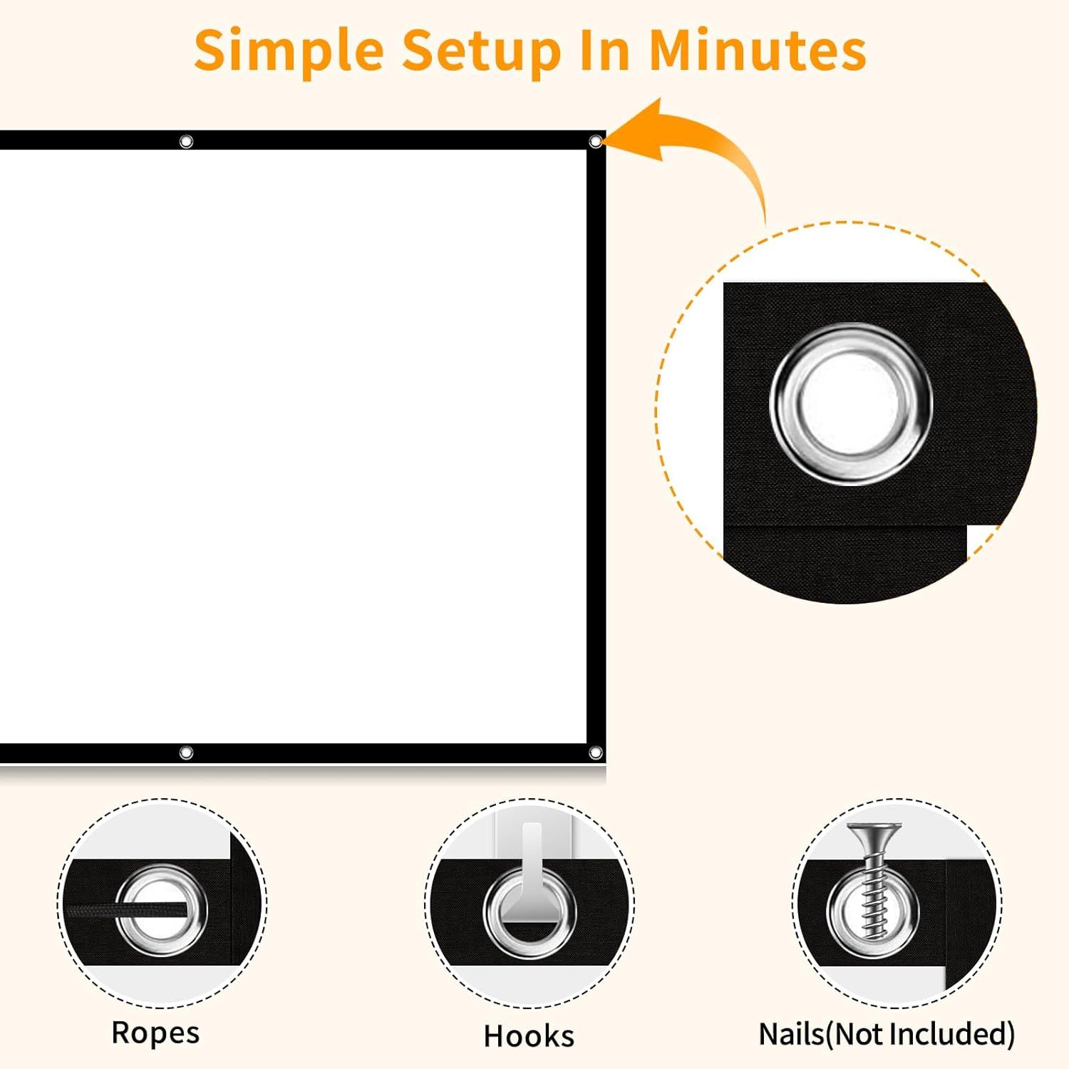 Demonstrates the simple installation process for the product, showing how to attach ropes and hooks through the grommets to reassure shoppers that setup is quick and straightforward. Clarifies what…