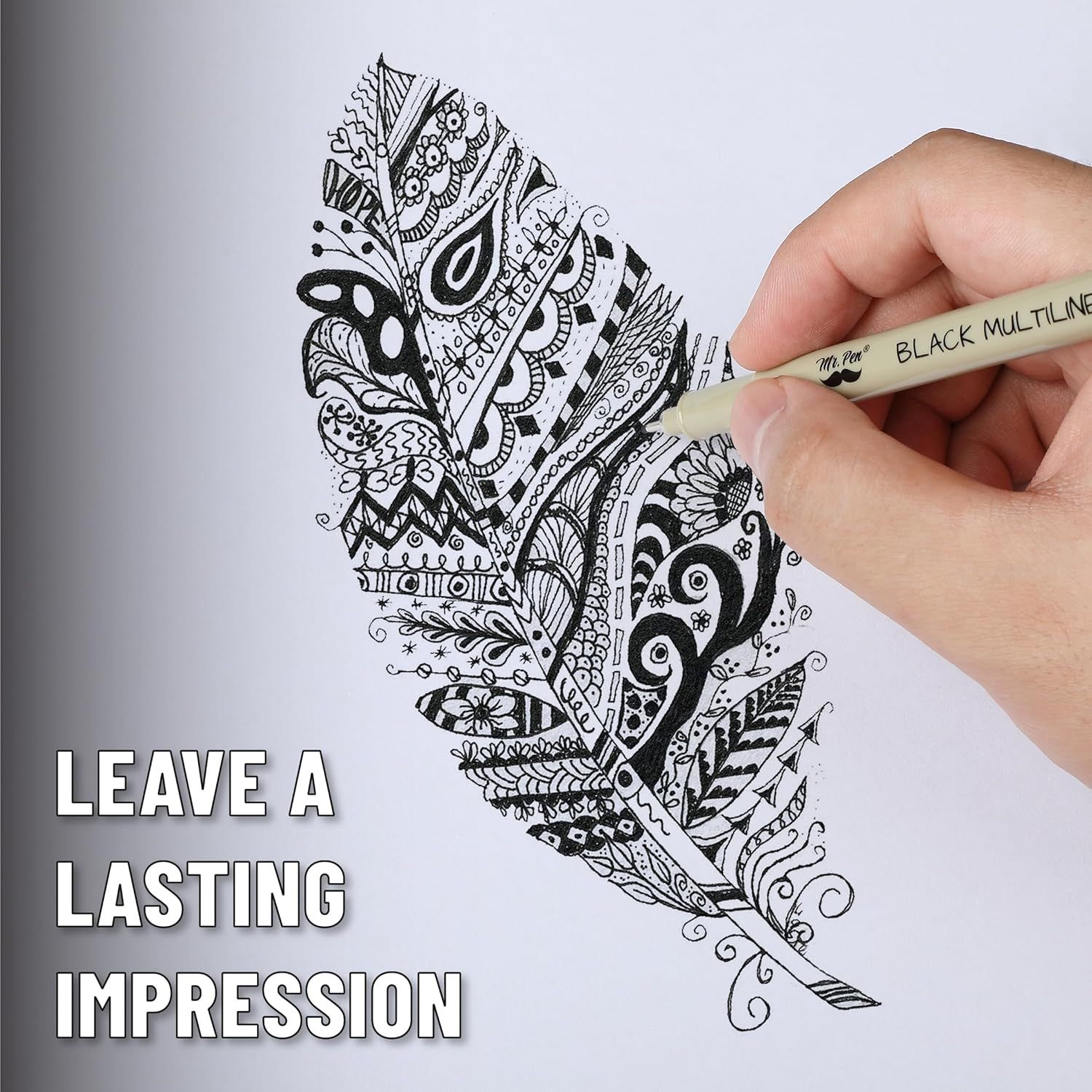 Demonstrates the pen's ability to create intricate, detailed artwork with clean lines, reassuring shoppers of its quality and precision for artistic applications.