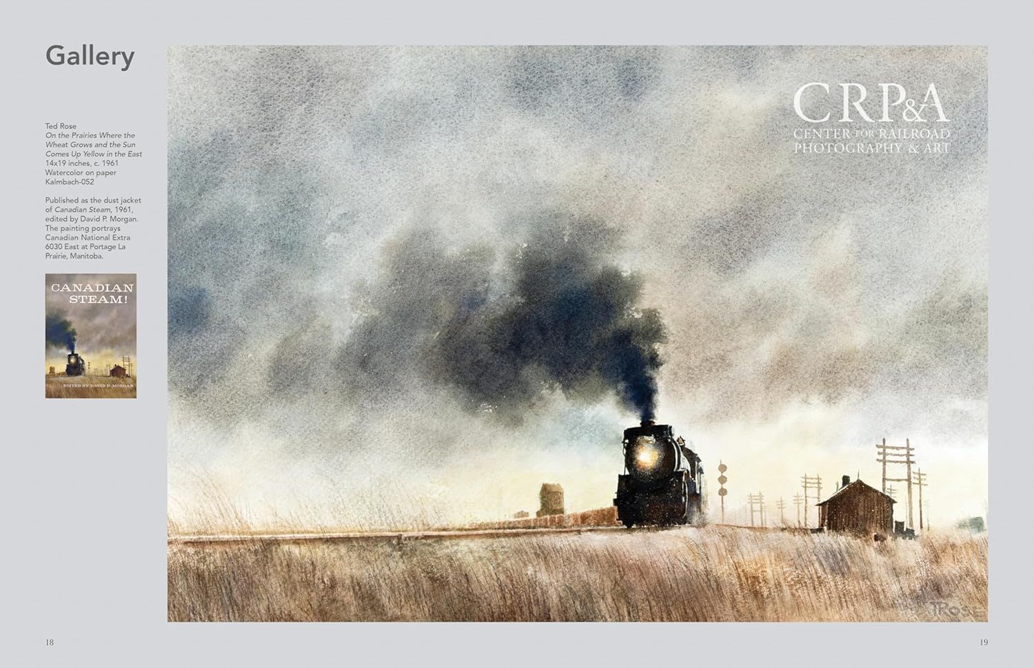 Showcases the product (book about Canadian steam trains) through evocative historical artwork, creating emotional connection and demonstrating the artistic quality and subject matter of the book's…