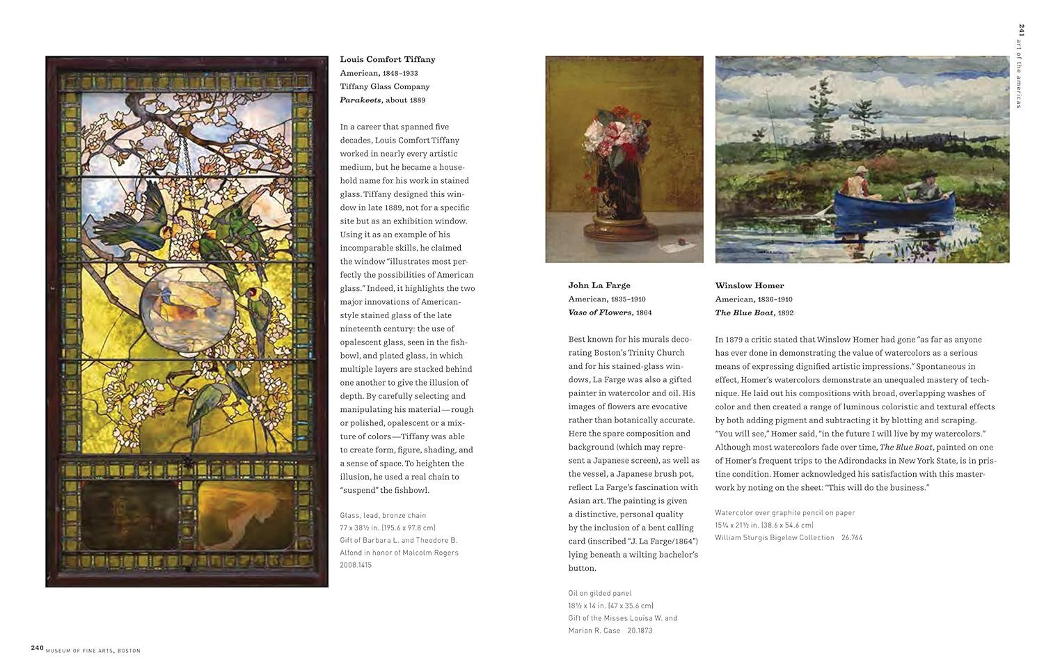 This is a museum catalog or book page displaying three artworks with descriptive text. It is not a product image for Amazon and does not fit any of the secondary image categorization tags.