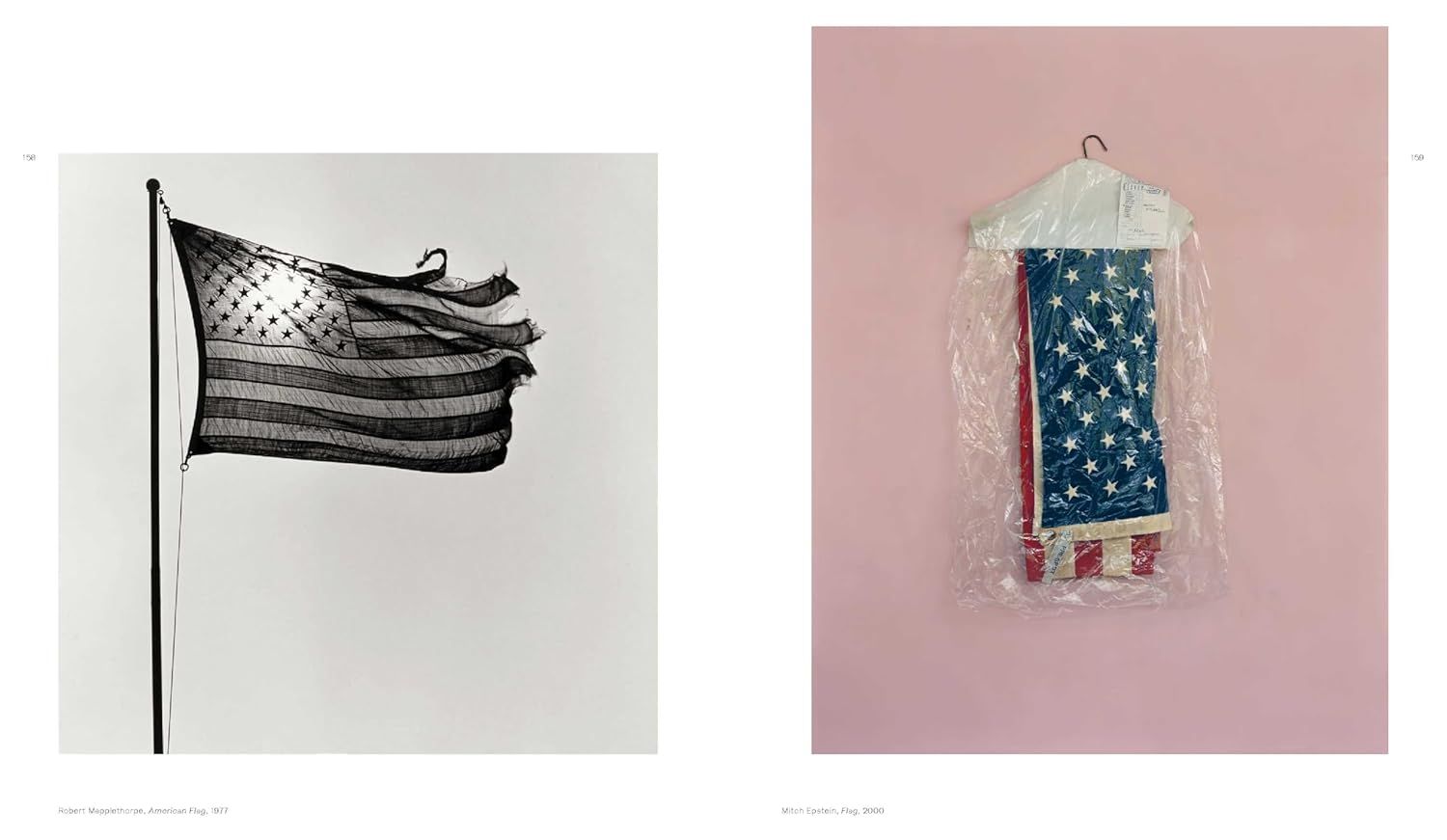 This image contrasts a vintage American flag with a modern packaged flag to communicate the product's quality, authenticity, or heritage compared to mass-produced alternatives.