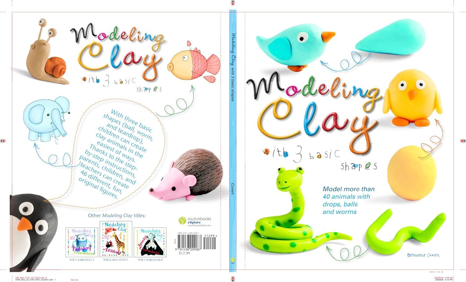 Displays the front and back cover of a modeling clay book to showcase the product line and communicate the creative, educational value of the series to parents and children.