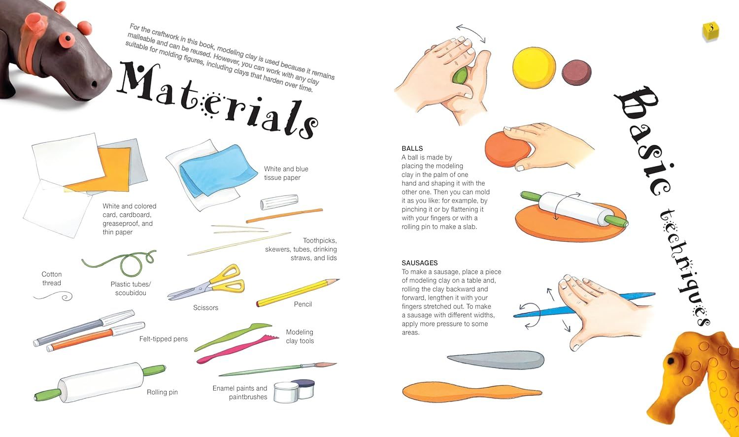 This image shows all the materials and tools included or needed for modeling clay crafts, helping shoppers understand what they can use or what comes with the product to create various clay projects.