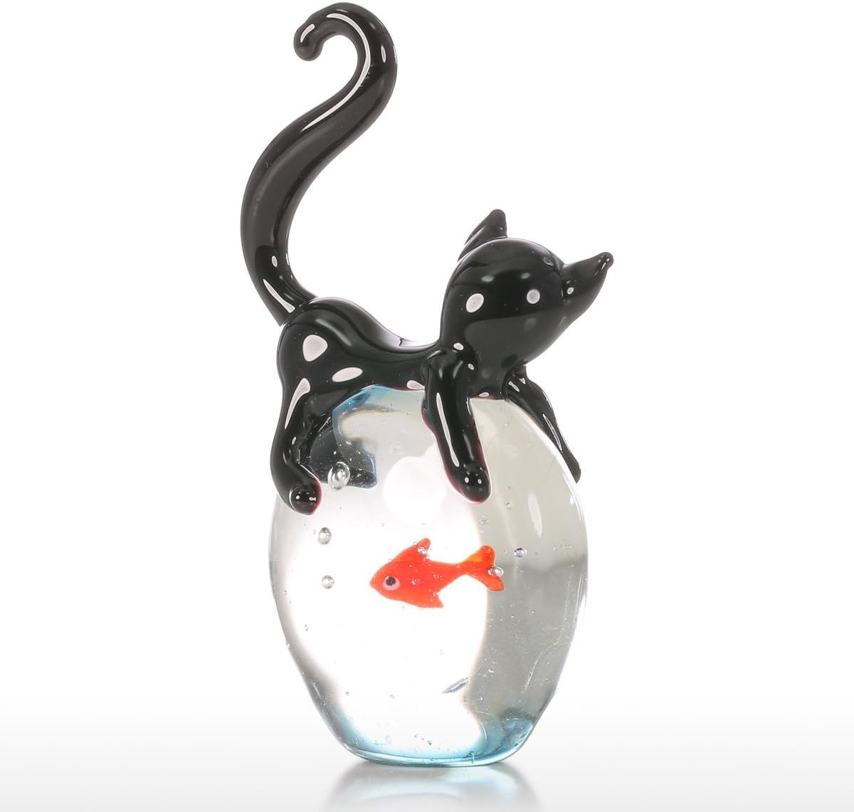 Displays the decorative glass figurine product in a clean, catalog-style presentation to show its design and craftsmanship without distractions.