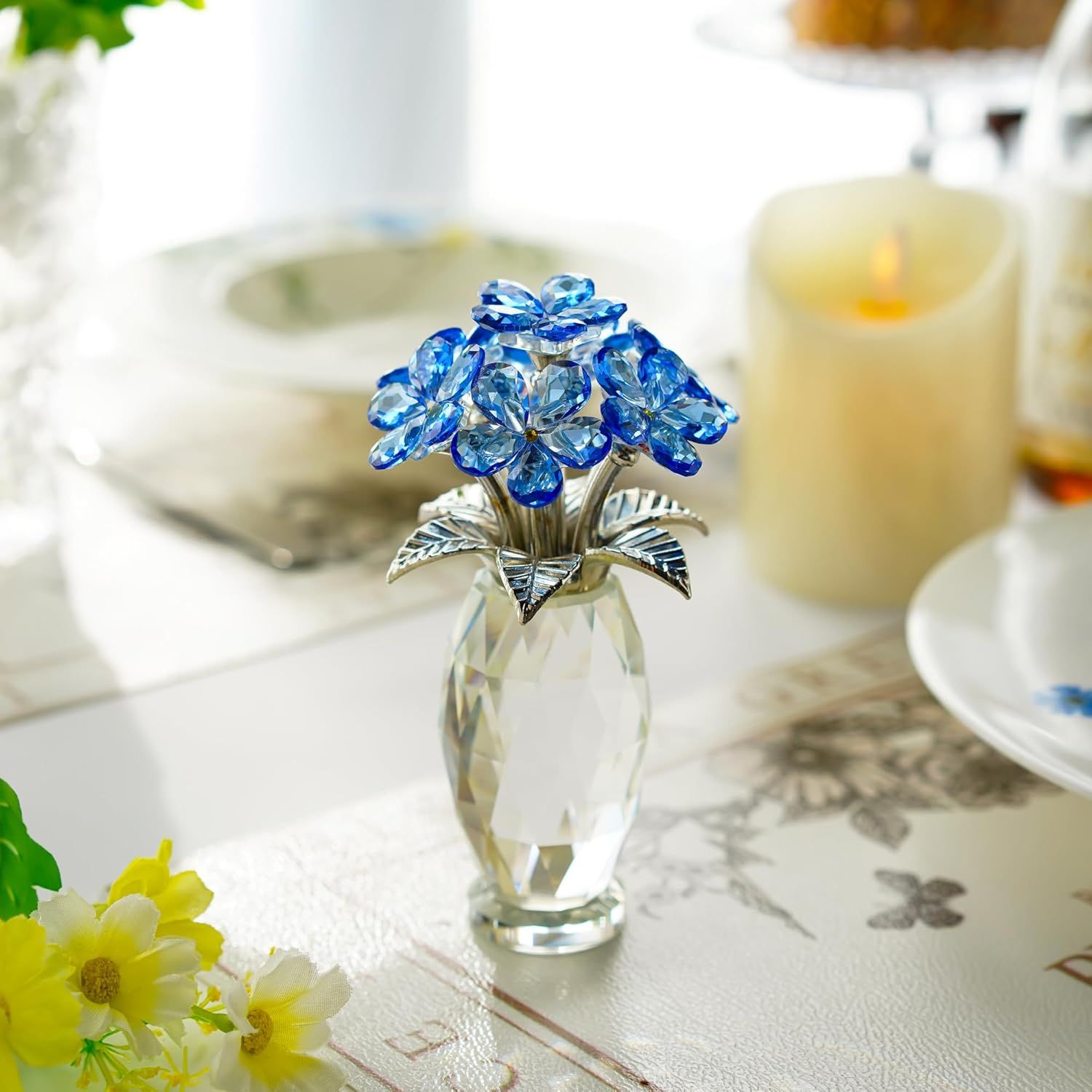 Showcases the product as an elegant decorative piece in a real-world home setting, helping shoppers visualize how it would look on their own table or shelf.