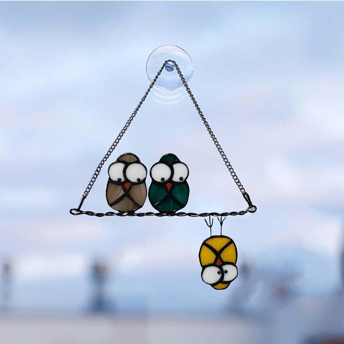 Shows the complete stained glass bird ornament product in a clean, unobstructed view to help shoppers see the design, colors, and craftsmanship clearly.
