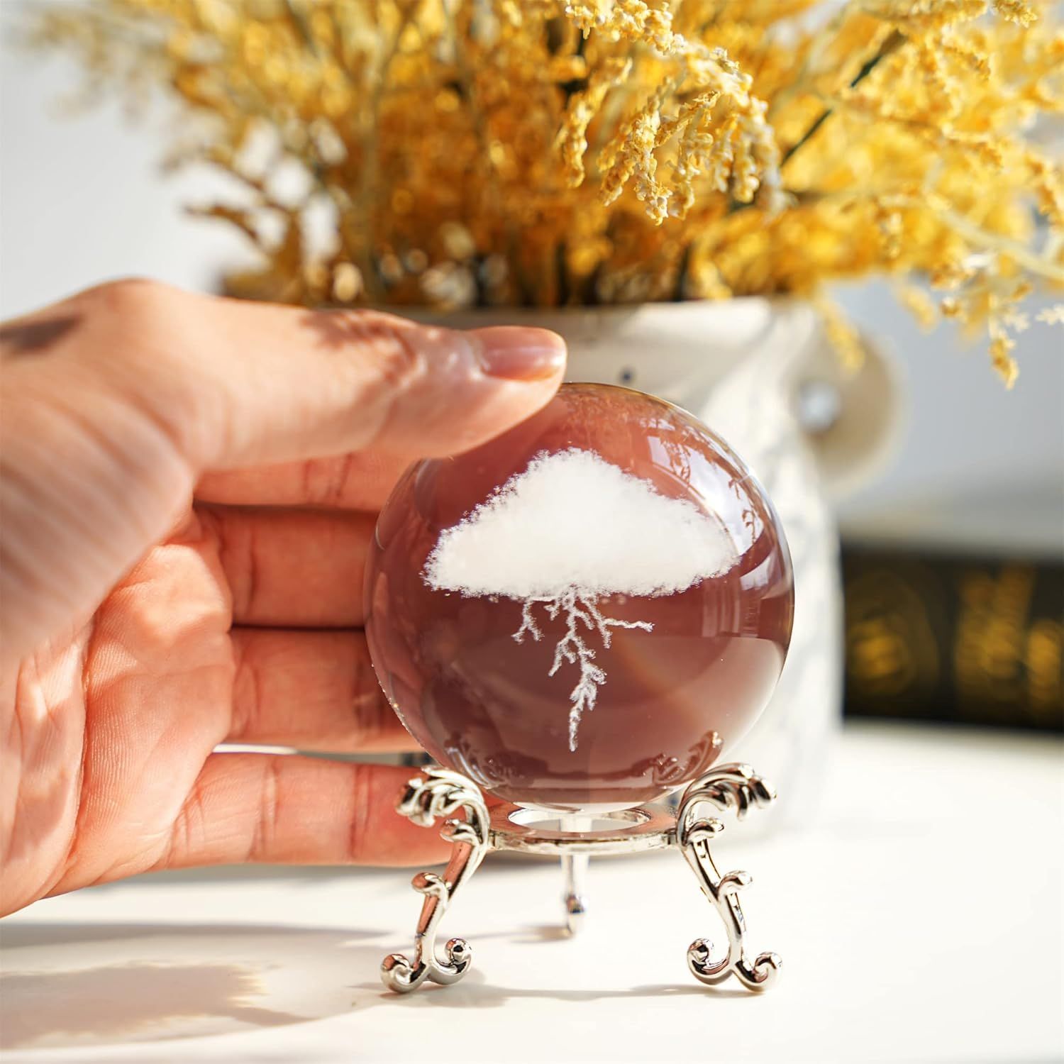 Showcases the product as an elegant decorative piece in a real-world home setting, emphasizing its aesthetic appeal and how it fits into lifestyle decor.