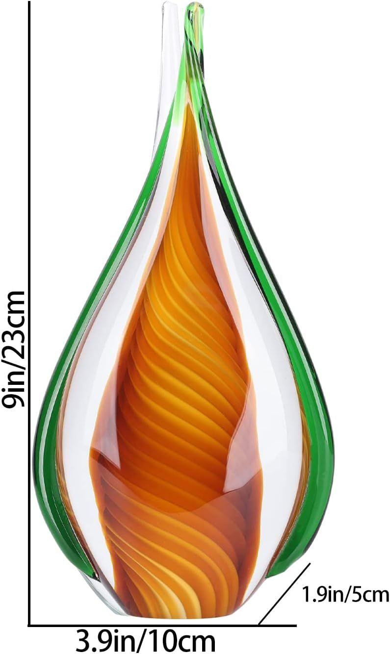 Communicates the exact physical dimensions of the decorative glass piece to help shoppers understand its size and determine if it fits their space.