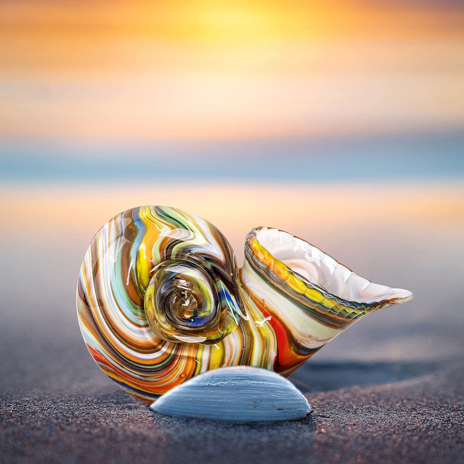 Showcases the product in a beautiful, natural outdoor setting to evoke aesthetic appeal and emotional connection with the artisan craftsmanship.