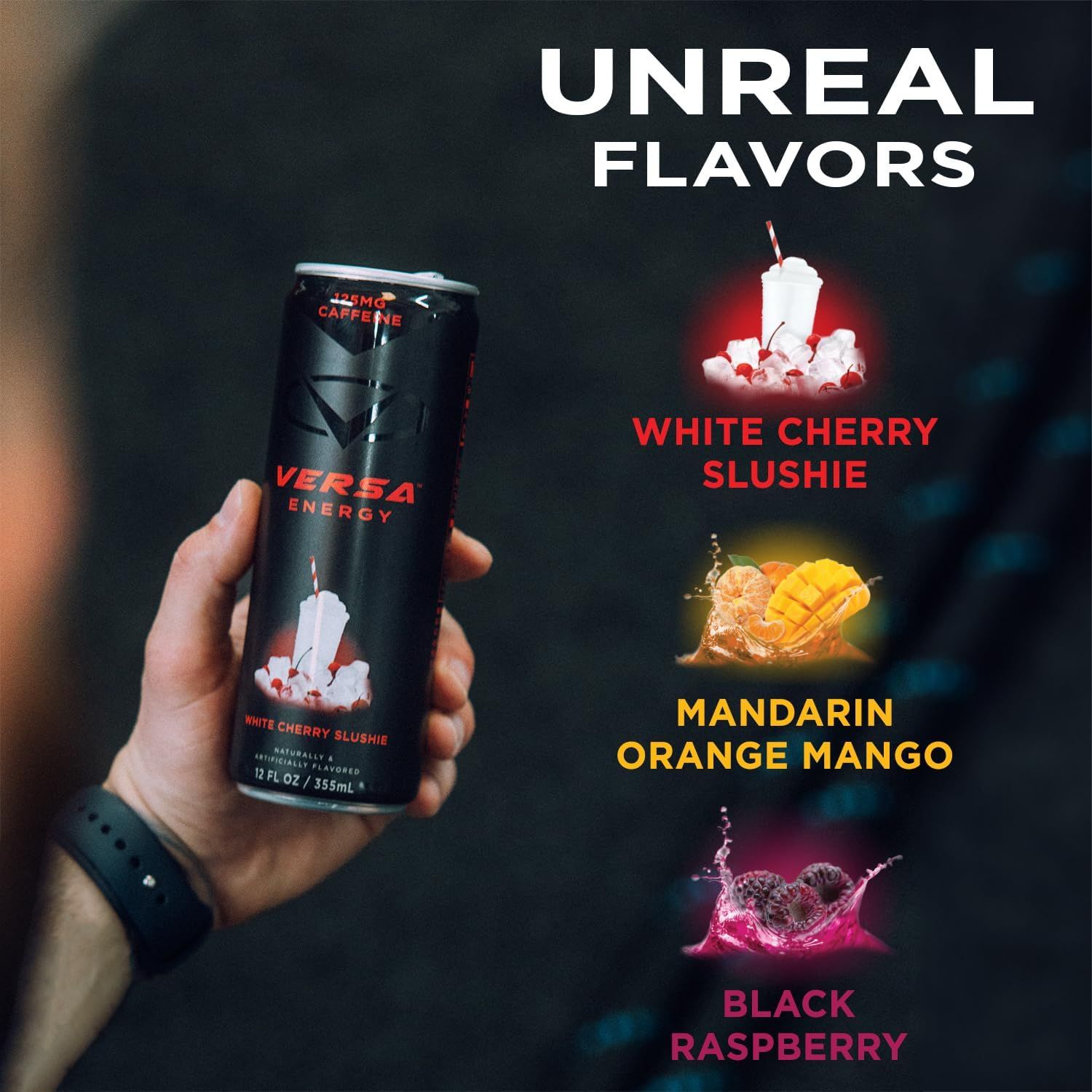 Showcases the brand's energy drink product line by displaying multiple flavor options available to help shoppers understand the variety and choose their preferred flavor.