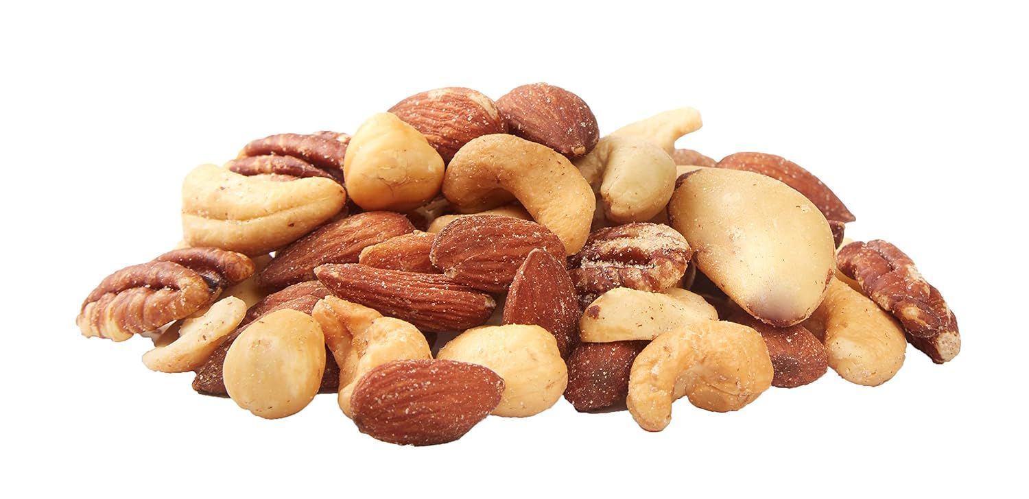 Provides a clean, catalog-style product image showing the variety of nuts included in the mix, allowing shoppers to see the product clearly without distractions.