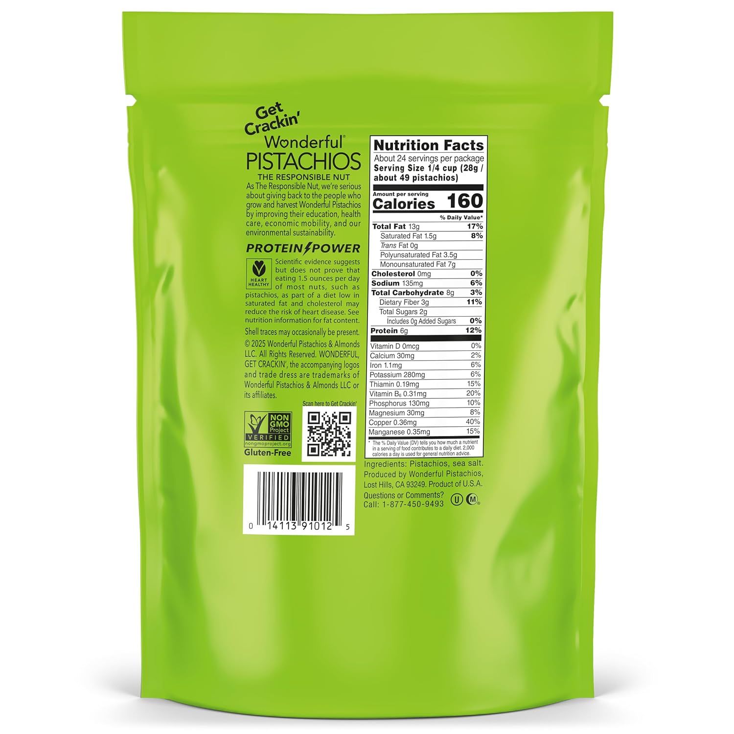 Shows the back of the product packaging with nutrition facts and brand information for shopper reference.