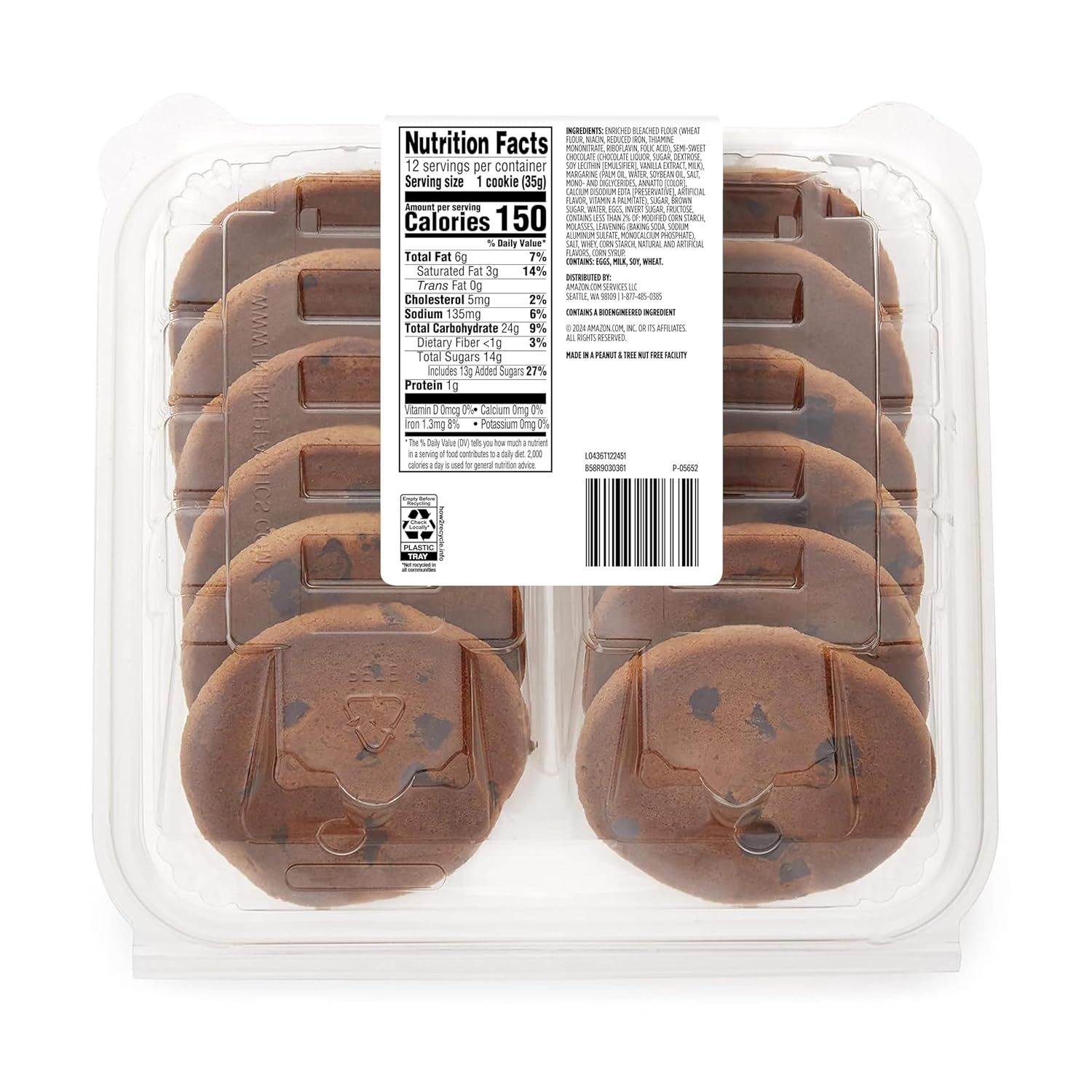 Shows the shopper the full package of cookies they will receive, displaying the quantity and arrangement of the product inside the clear packaging.