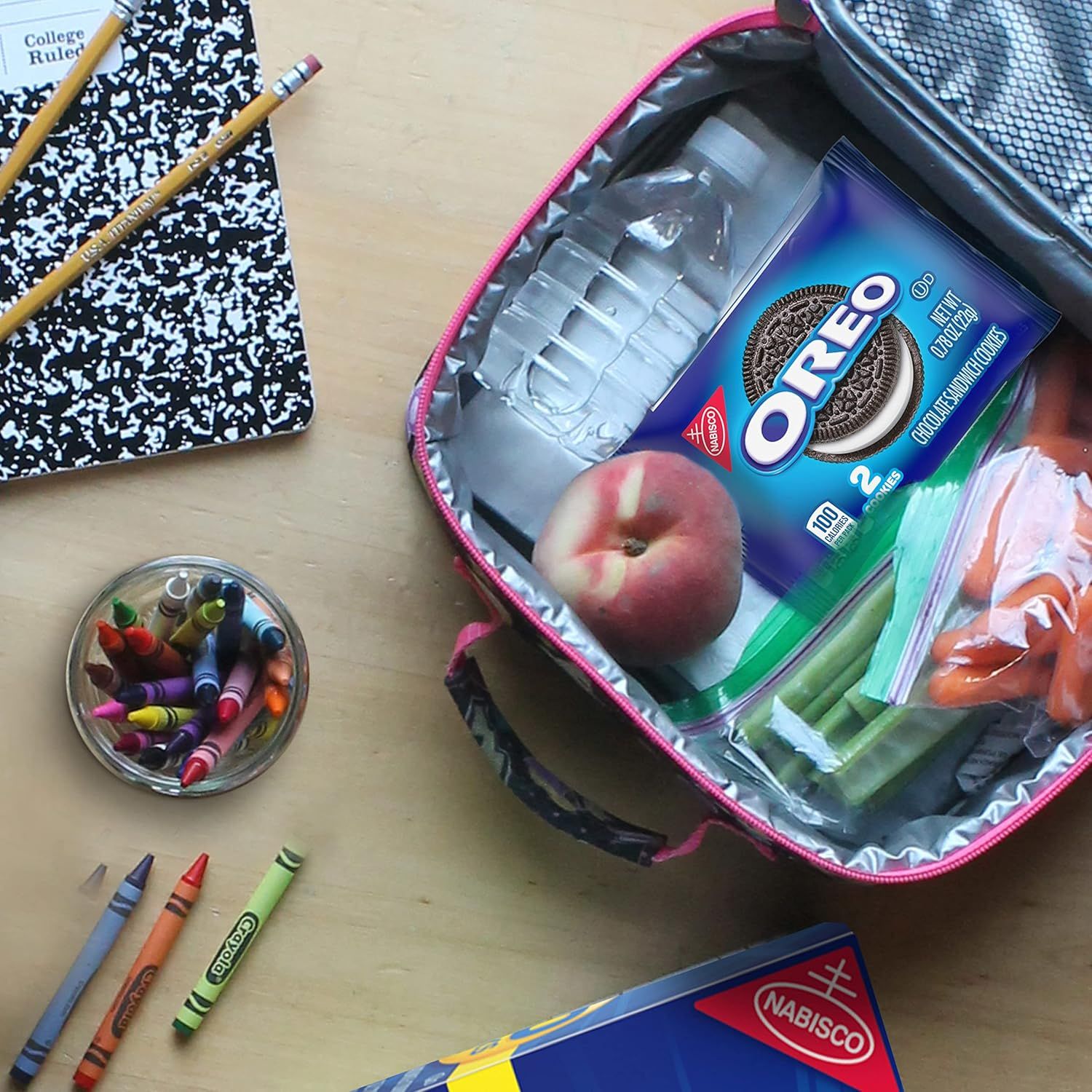 Demonstrates the product's suitability for school lunches and back-to-school contexts, showing it as part of a complete lunch solution for students.