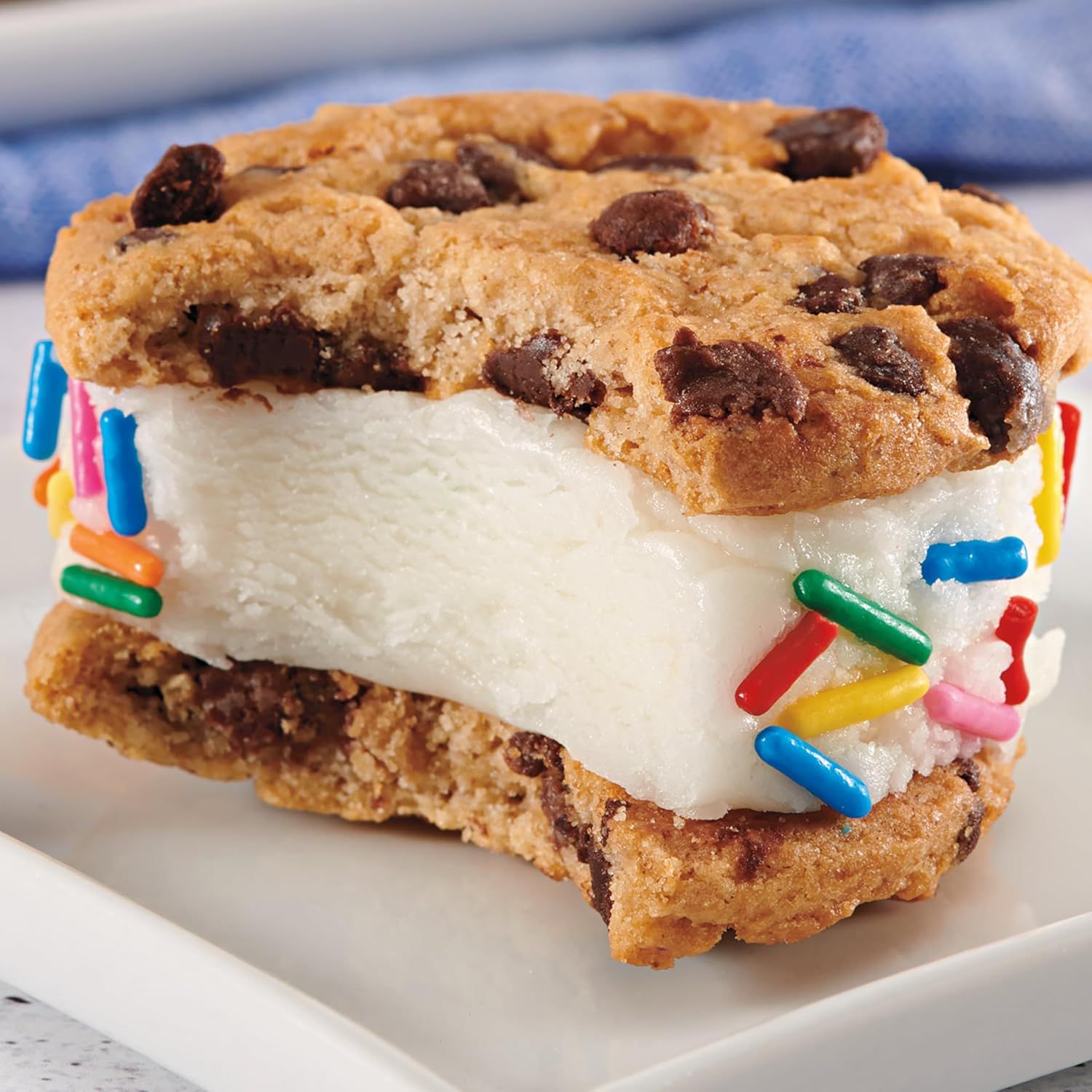 Showcases the product in a real-world, appetizing context to help shoppers visualize the dessert experience and appeal to their desire for an indulgent treat.