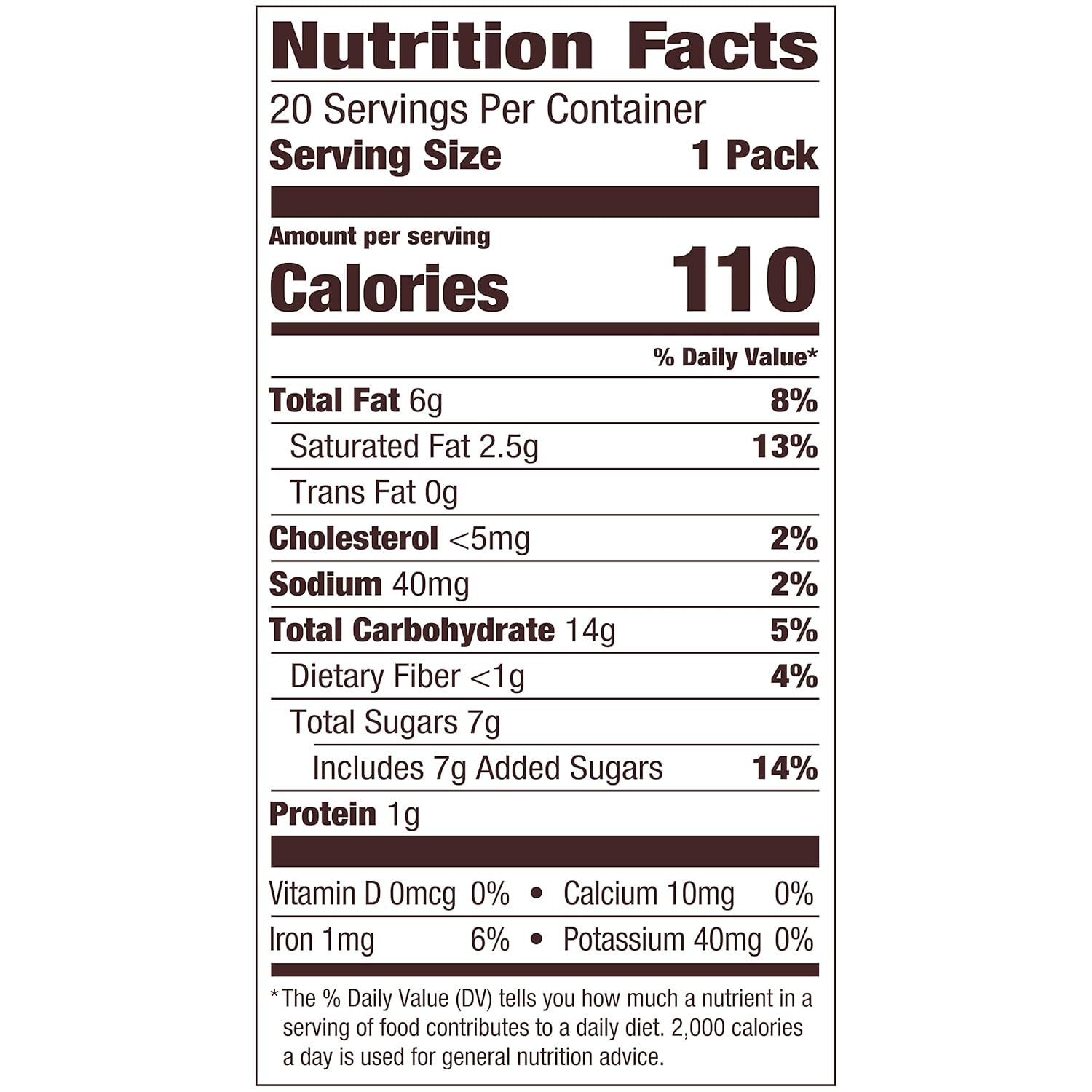 Provides detailed nutritional information to help shoppers make informed dietary decisions and understand the product's calorie, fat, sugar, and nutrient content per serving.