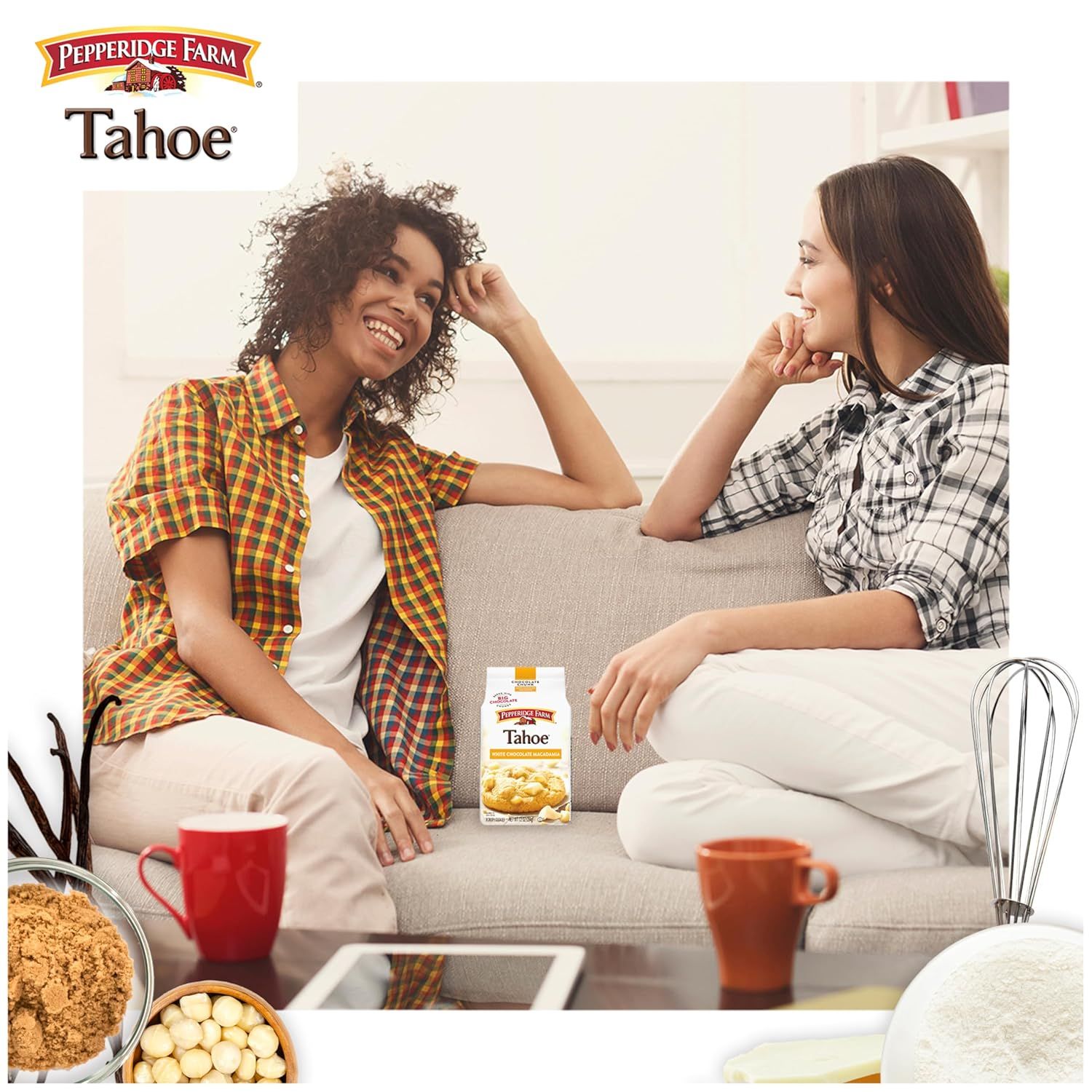 Positions the product as part of a warm, social moment between friends, reinforcing the brand's association with comfort, connection, and everyday enjoyment.