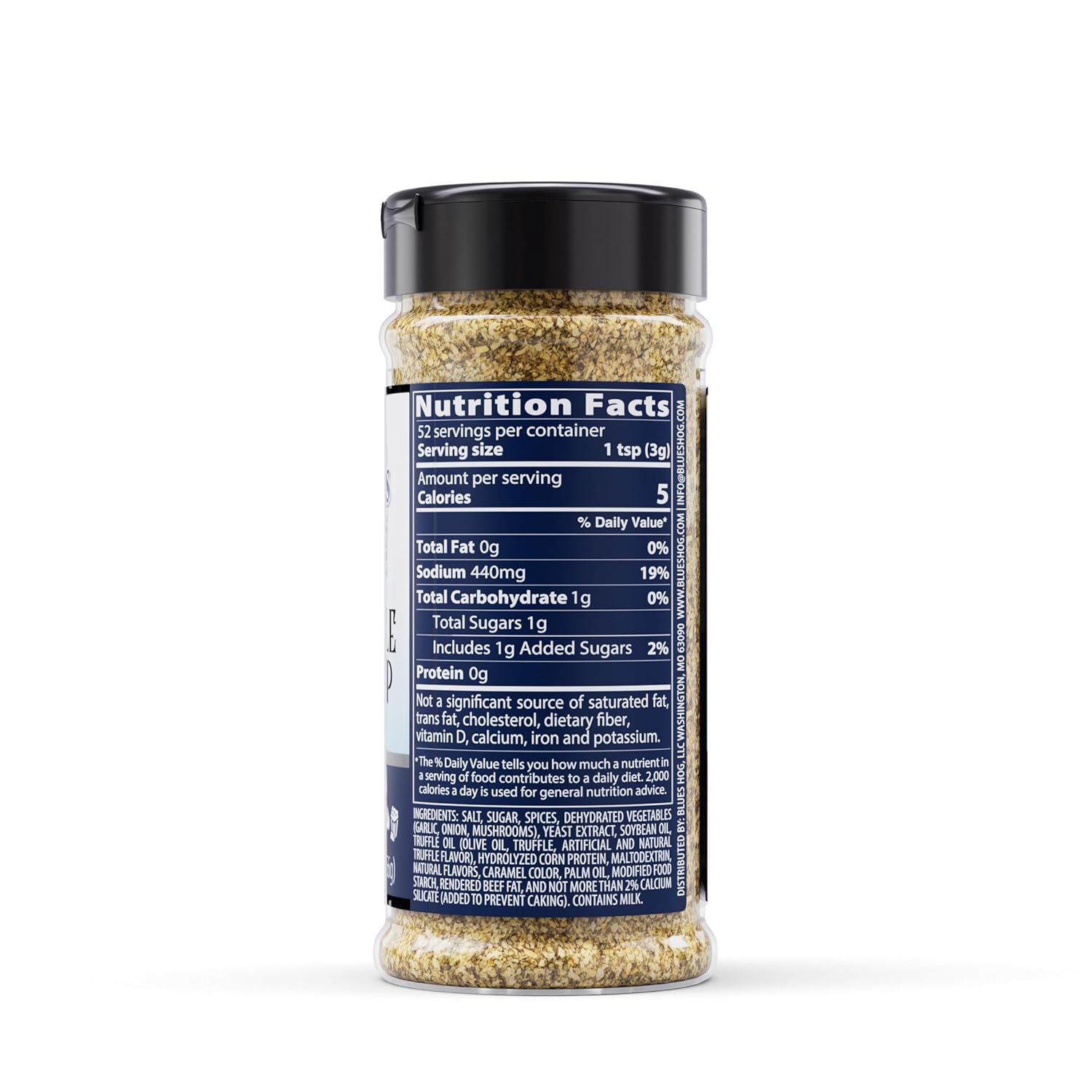 Displays the product packaging with nutrition facts panel visible, allowing shoppers to review nutritional information and ingredients before purchase.