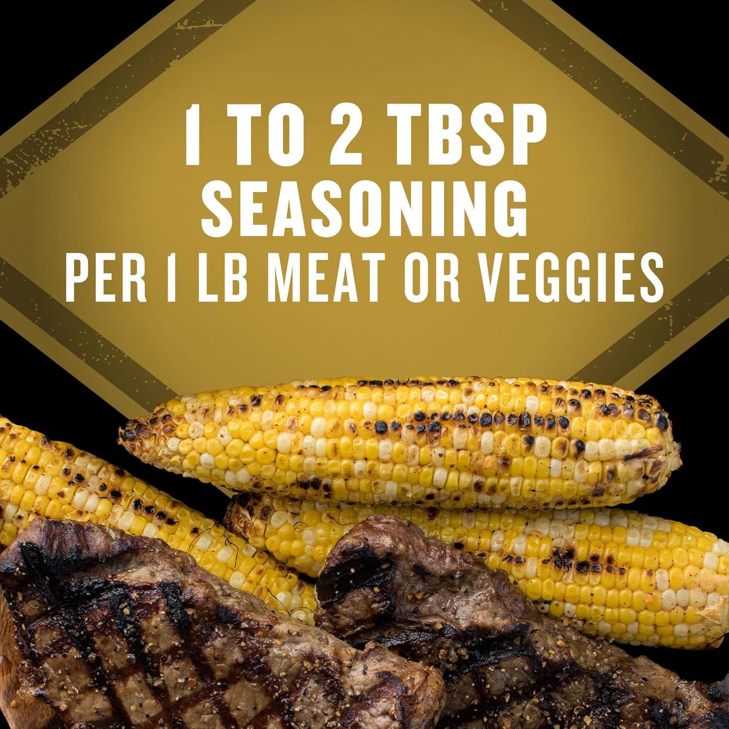 Provides clear usage instructions for the seasoning product, telling shoppers the exact ratio to use per pound of meat or vegetables to ensure proper application. Communicates the simplicity and…