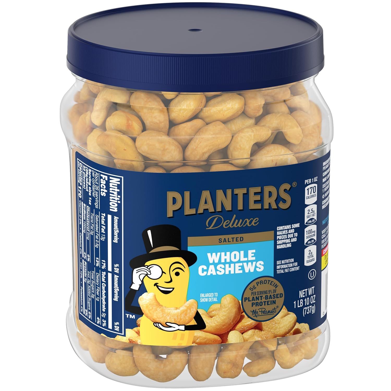 Displays the product in its retail packaging on a clean white background to give shoppers a clear view of what they will receive, including the jar, label, and visible cashews inside.