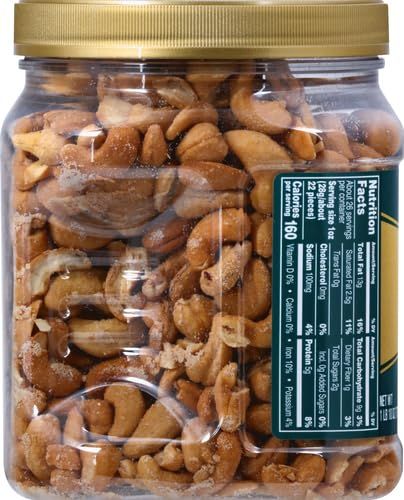 Displays the product in its clear jar packaging with nutrition label visible, allowing shoppers to see the actual product contents and packaging details in a clean, catalog-style format.