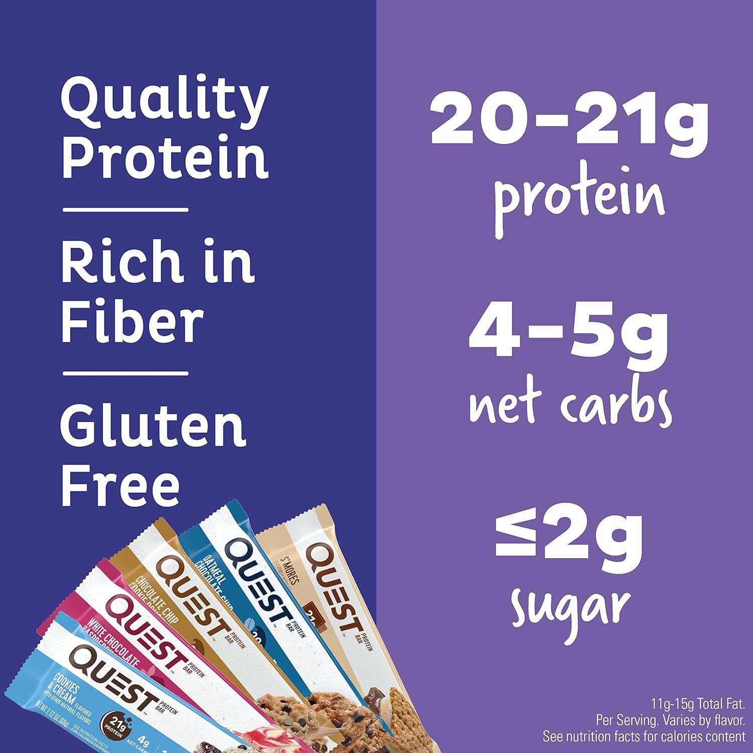 Communicates multiple nutritional benefits and dietary attributes to appeal to health-conscious shoppers looking for protein bars that fit specific dietary needs.