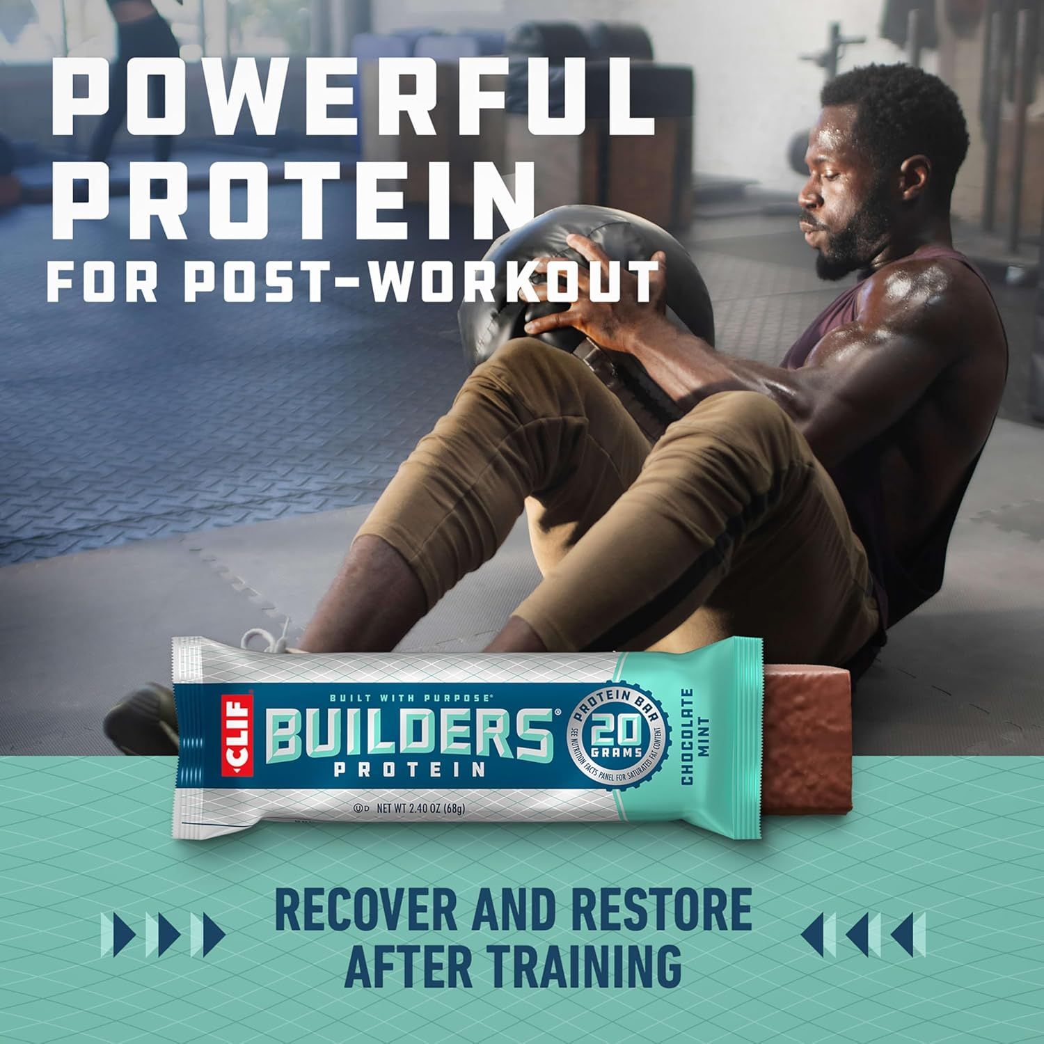 Communicates that this protein bar is designed for post-workout recovery and restoration, positioning it as an effective solution for athletes and fitness enthusiasts to rebuild after training.