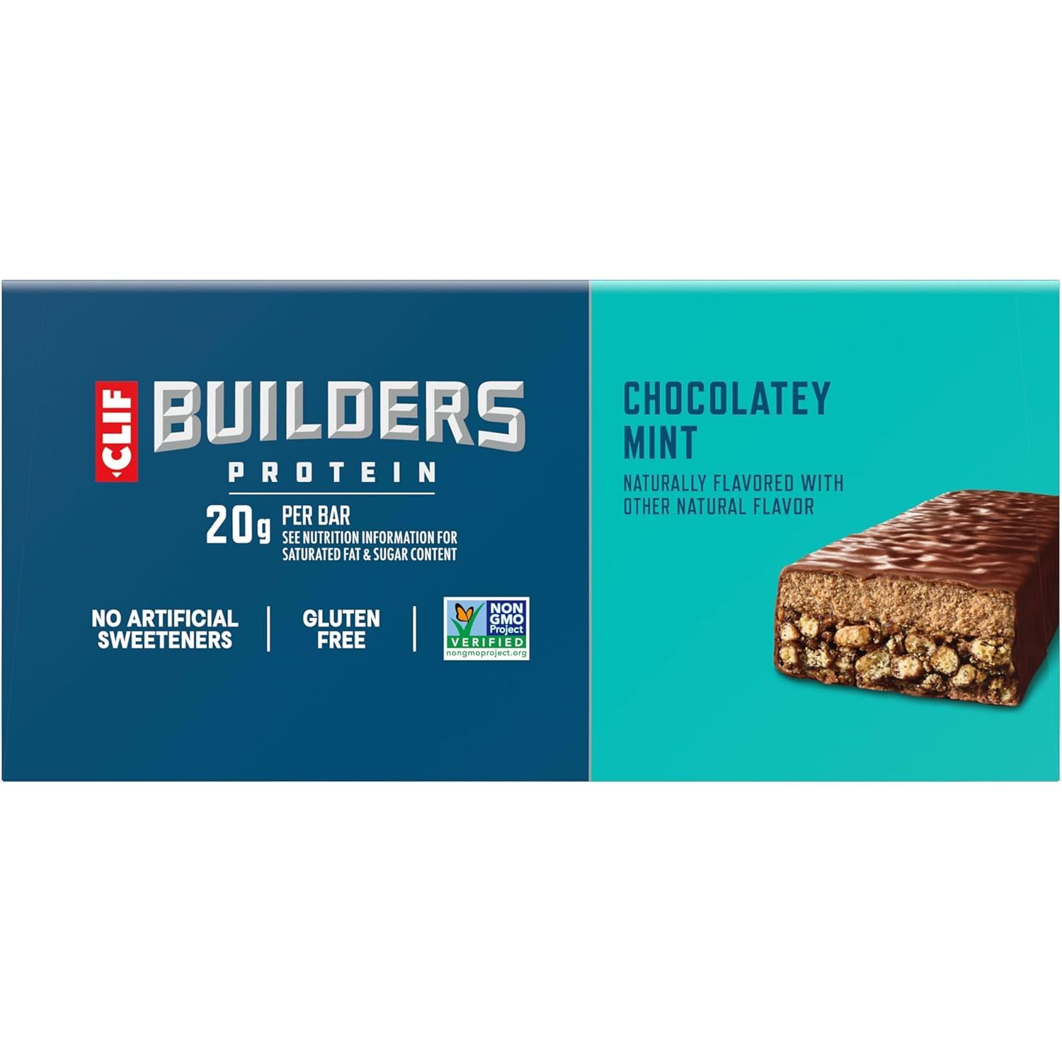 Communicates multiple key product benefits in a segmented layout to reassure health-conscious shoppers about the protein bar's nutritional profile and quality ingredients.