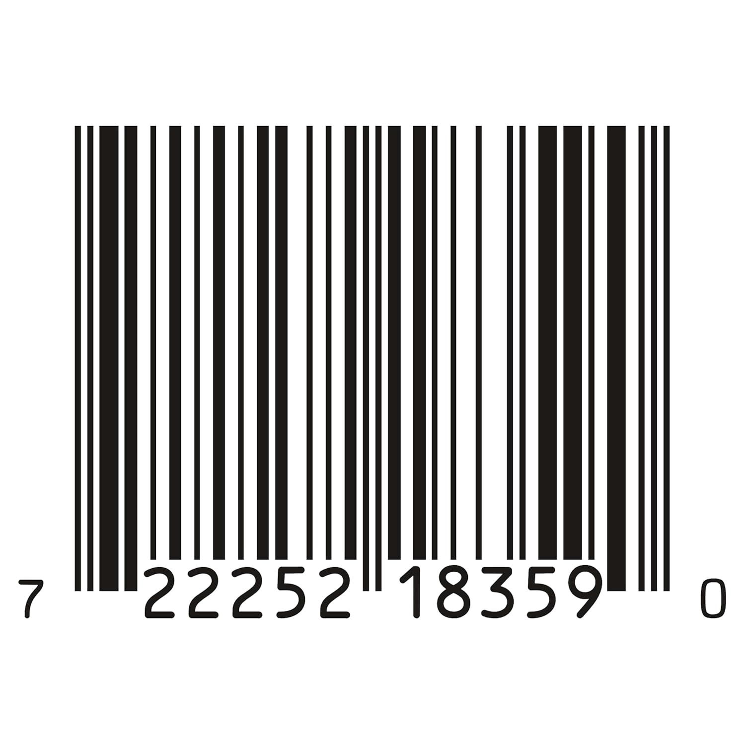 Displays the product barcode for scanning and identification purposes, providing essential product information for retail and inventory management.