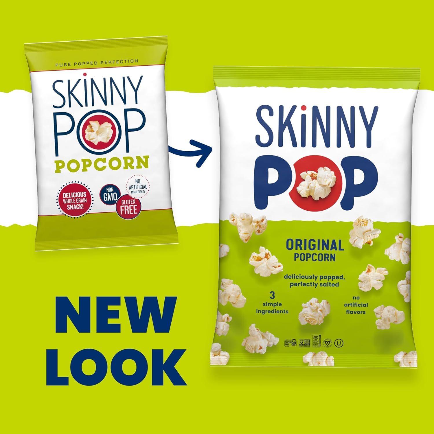 Communicates a brand packaging update to shoppers, showing the transition from old to new design while maintaining brand recognition and trust.