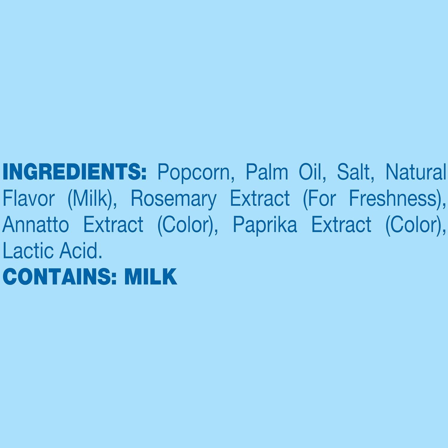 Communicates full ingredient transparency and allergen information (contains milk) to reassure shoppers about product safety and help them make informed purchasing decisions.