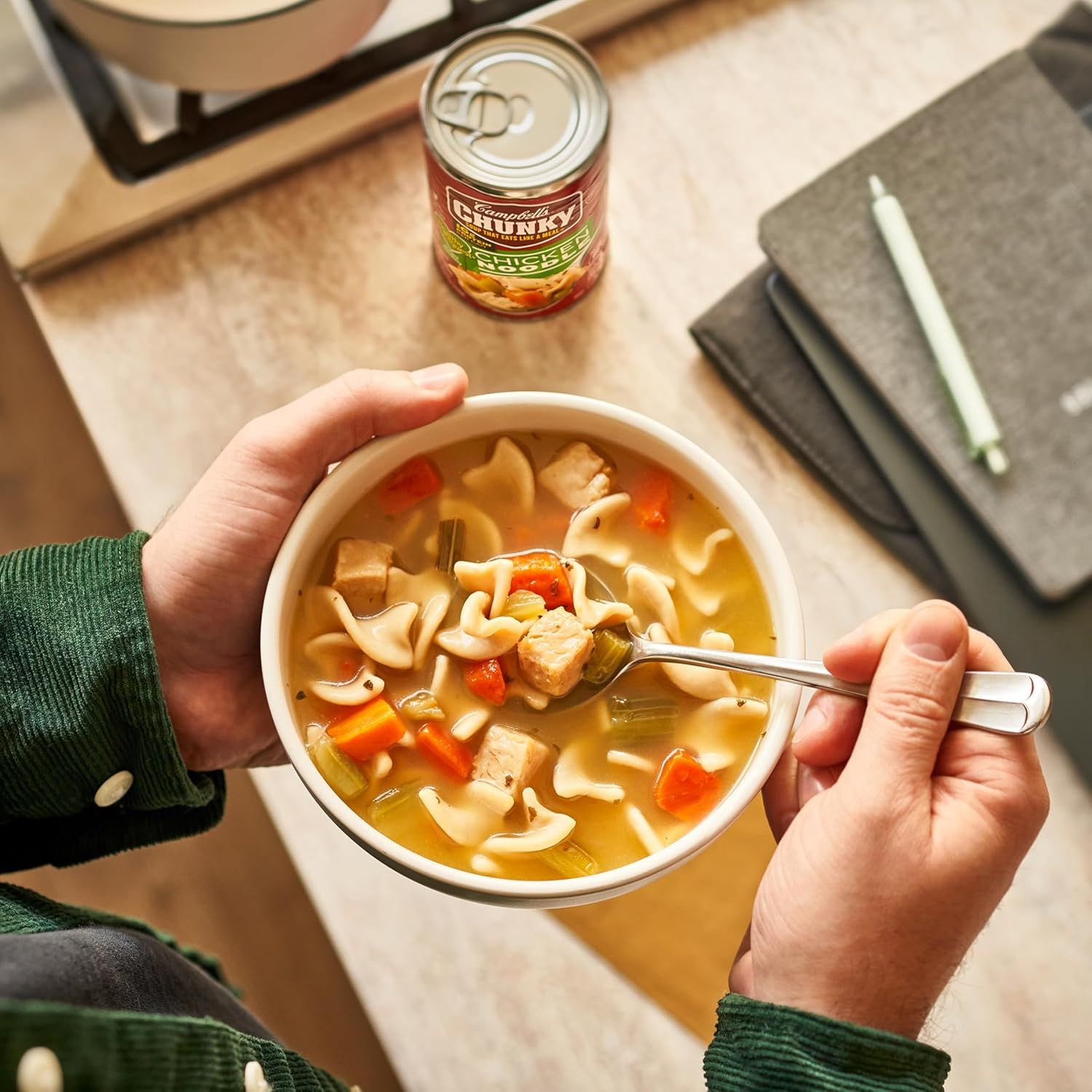 Demonstrates the product being enjoyed in an authentic, everyday setting to help shoppers visualize the product in their own lives and create an emotional connection.