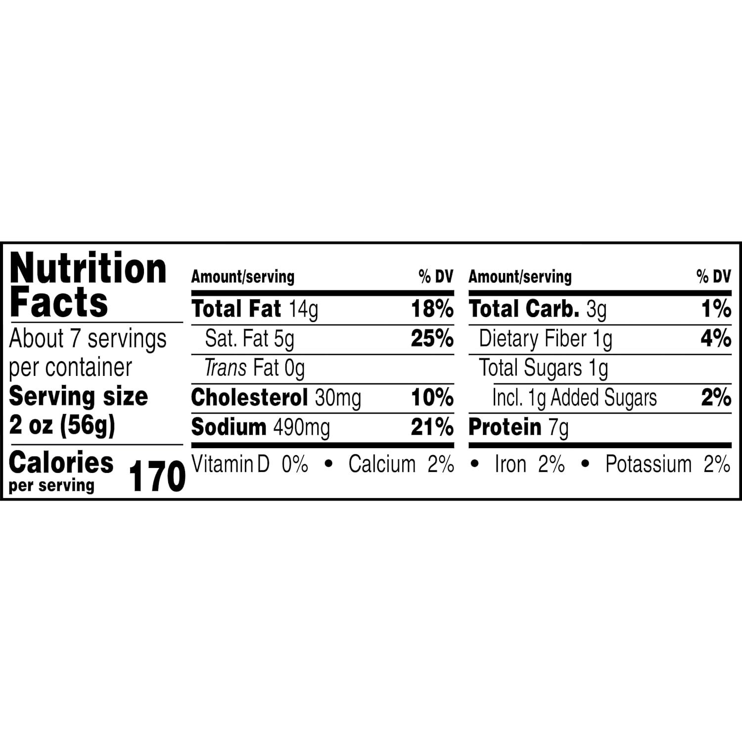 Provides detailed nutritional facts to inform shoppers about the product's calorie count, fat content, sodium levels, protein, and other key dietary information per serving.