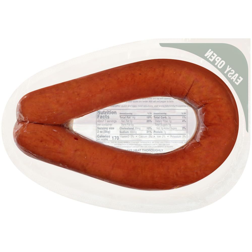 Provides a clean, catalog-style view of the packaged sausage product to show shoppers exactly what they will receive, including the packaging design and product appearance.