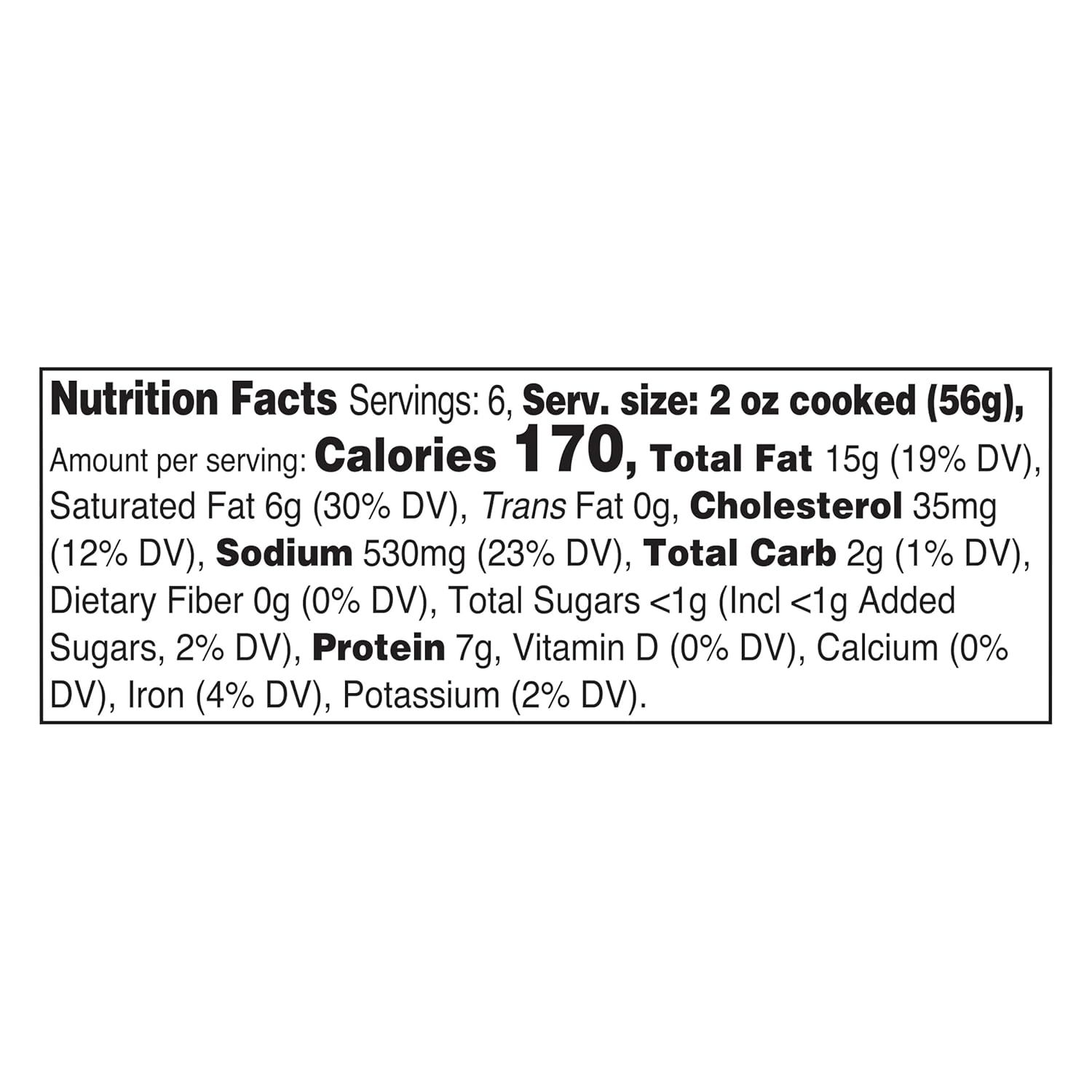 Provides detailed nutritional facts to inform shoppers about the product's calorie count, macronutrients, and daily value percentages per serving.