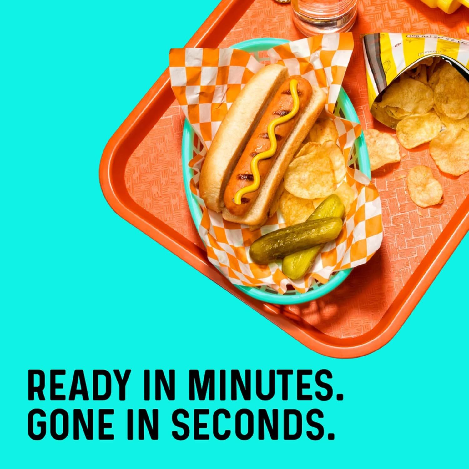 Communicates the speed and convenience of the product—it can be prepared quickly and eaten immediately, appealing to shoppers looking for fast, easy meal solutions.