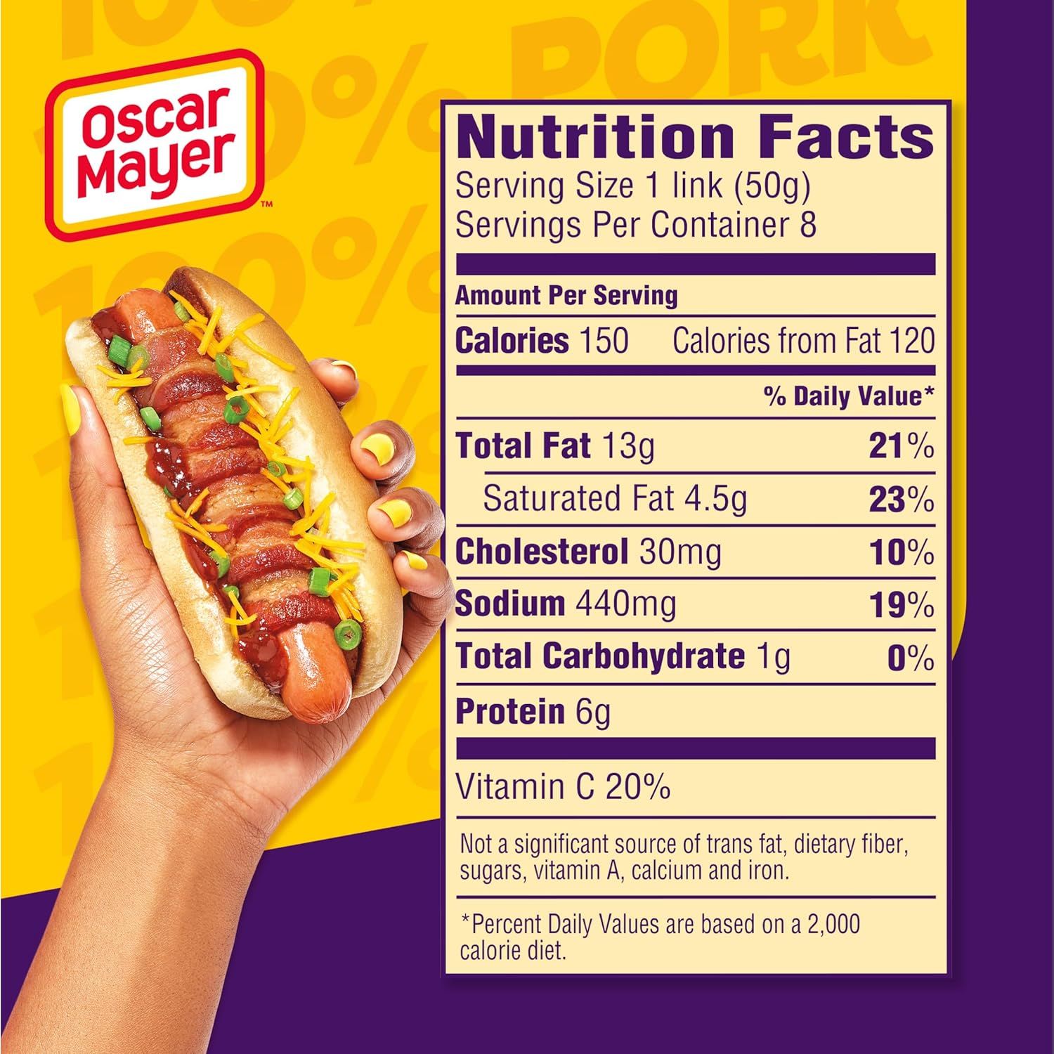 Provides detailed nutritional facts to inform shoppers about the calorie, fat, protein, and other nutritional content of the product per serving.