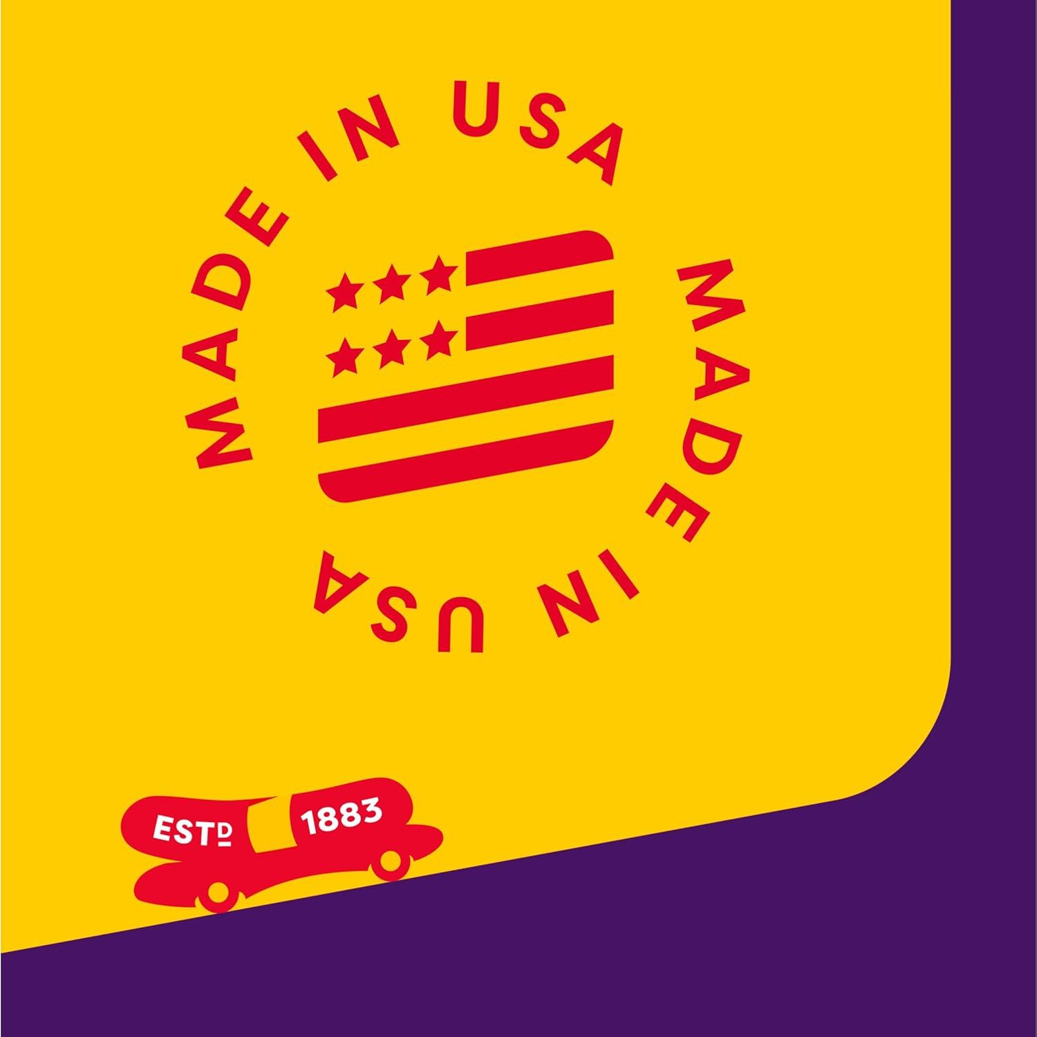 Communicates the brand's American manufacturing origin and long-standing heritage to build trust and credibility with shoppers who value domestic production and established brands.