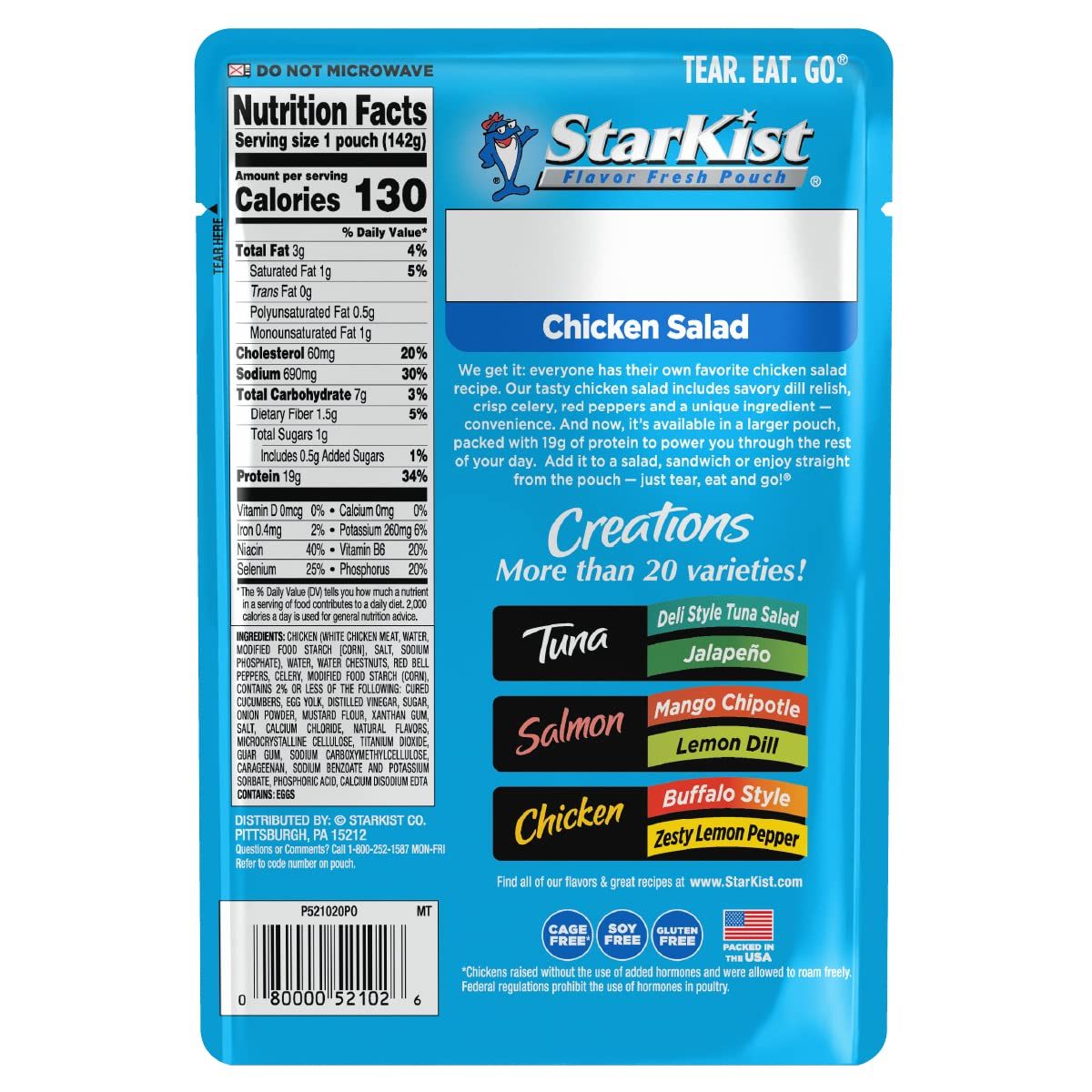 Showcases the StarKist Creations product line with more than 20 varieties, helping shoppers understand the full range of flavor options available from the brand.