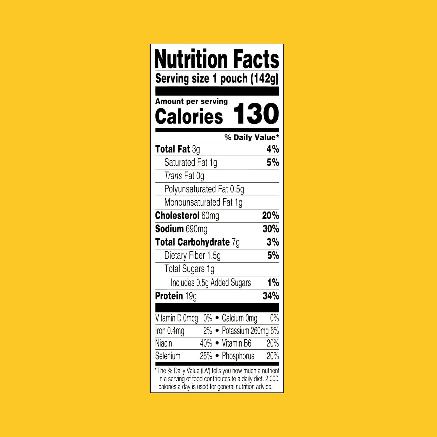Provides complete nutritional facts to inform shoppers about the product's calorie content, macronutrients, vitamins, and minerals per serving.