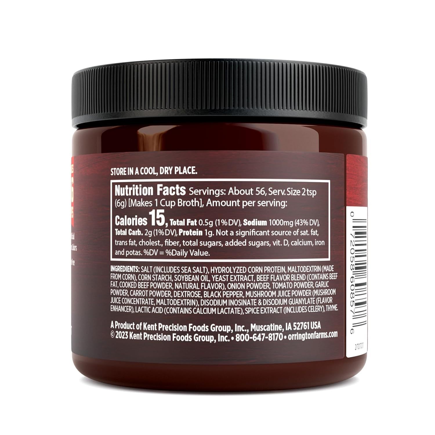 Provides a clean, catalog-style view of the product showing the nutrition facts and ingredients panel for shopper reference.