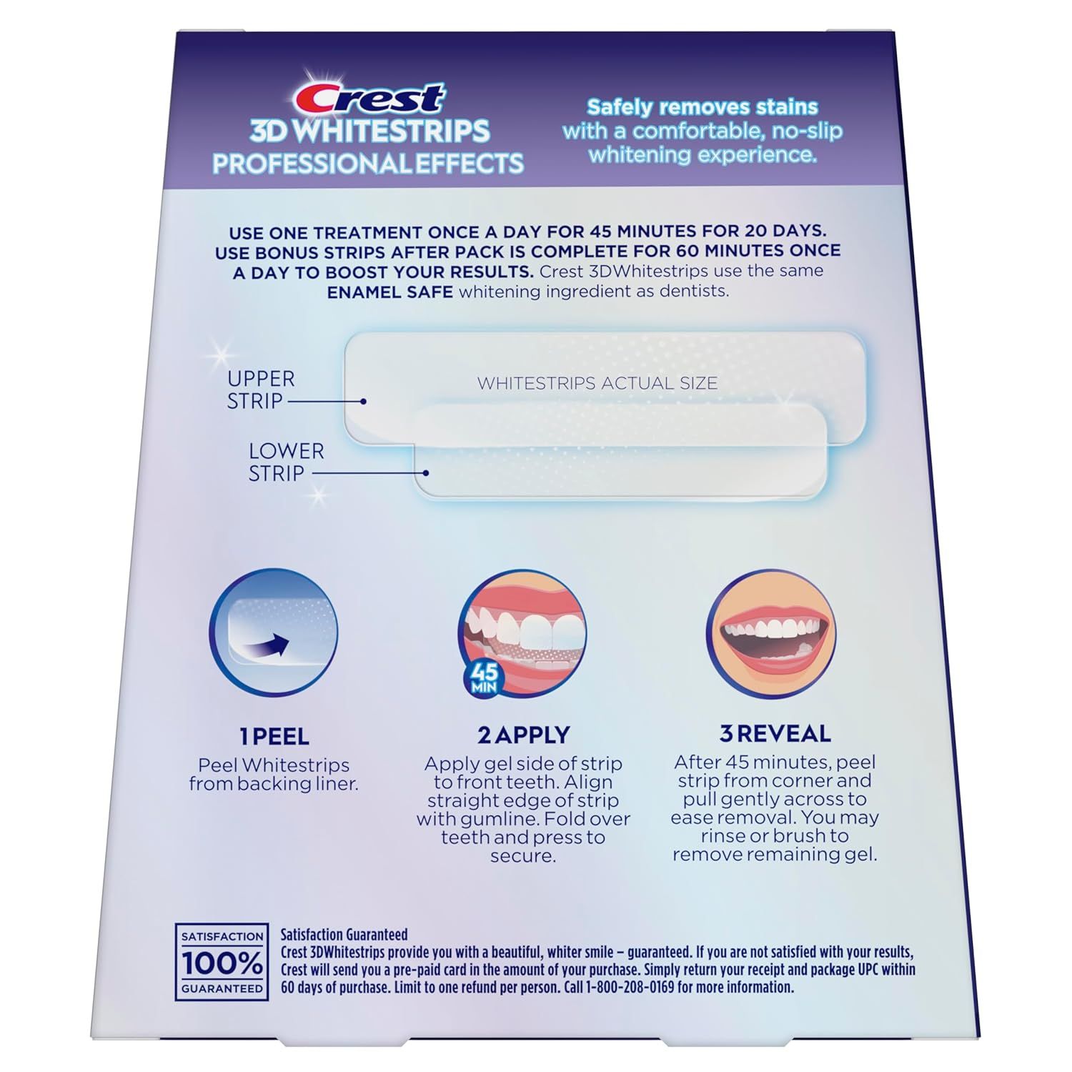 Provides clear step-by-step instructions on how to apply and use the whitening strips, making the product easy to understand and use for shoppers. Highlights the comfortable and no-slip whitening…