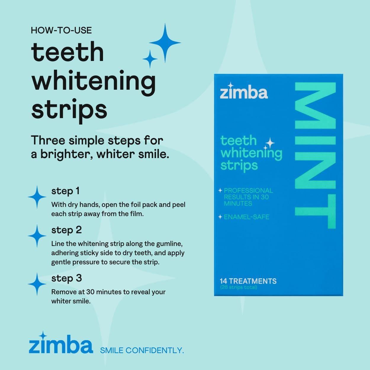 Provides clear, numbered instructions showing shoppers exactly how to apply the whitening strips correctly for best results, reducing confusion and increasing confidence in product use.
